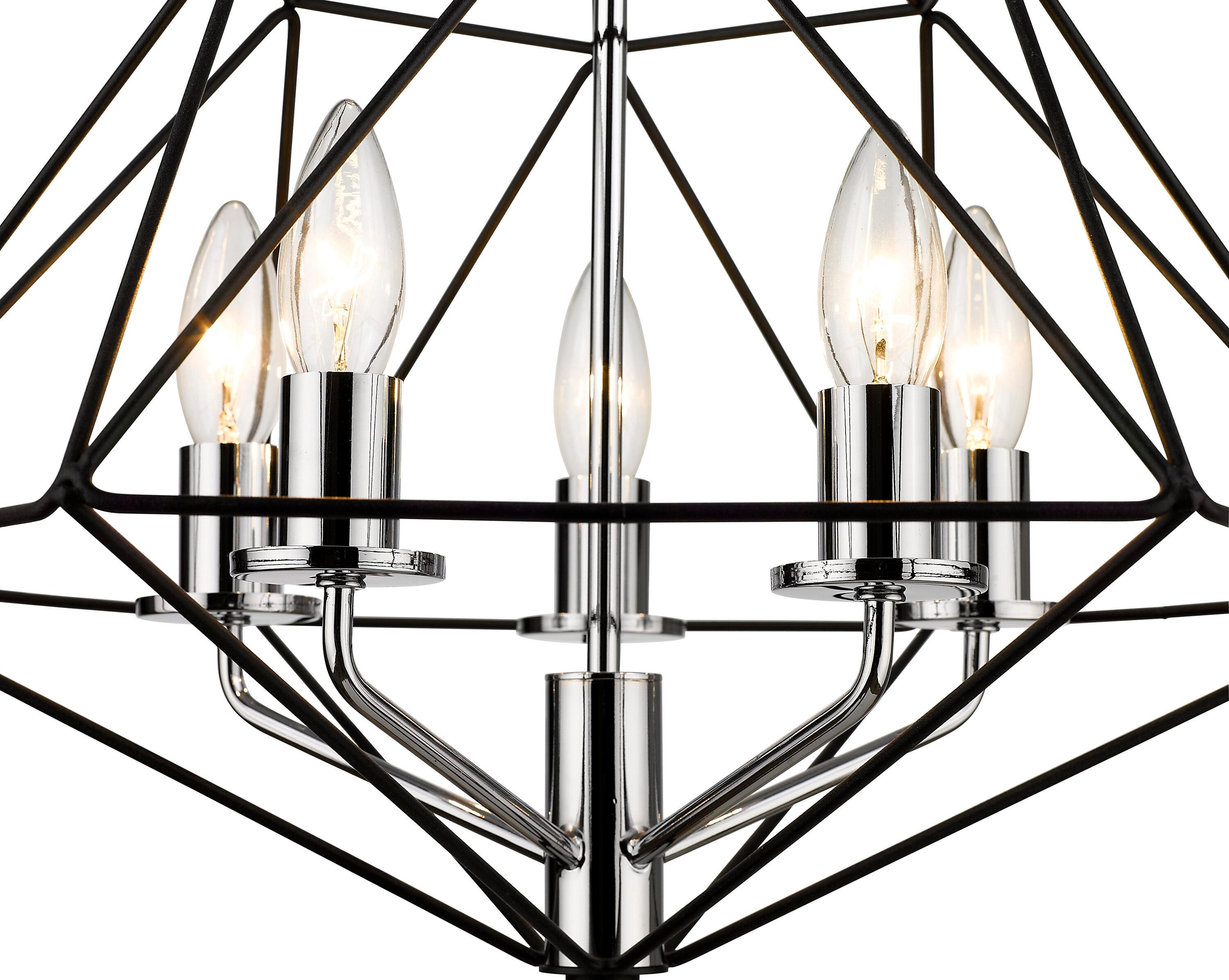 Z-Lite Geo 3 - Light Chandelier in  Matte Black/Chrome