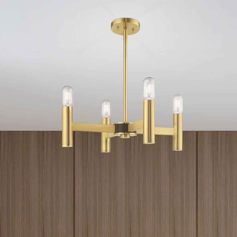 Livex Lighting Copenhagen 4 - Light Chandelier in  Satin Brass