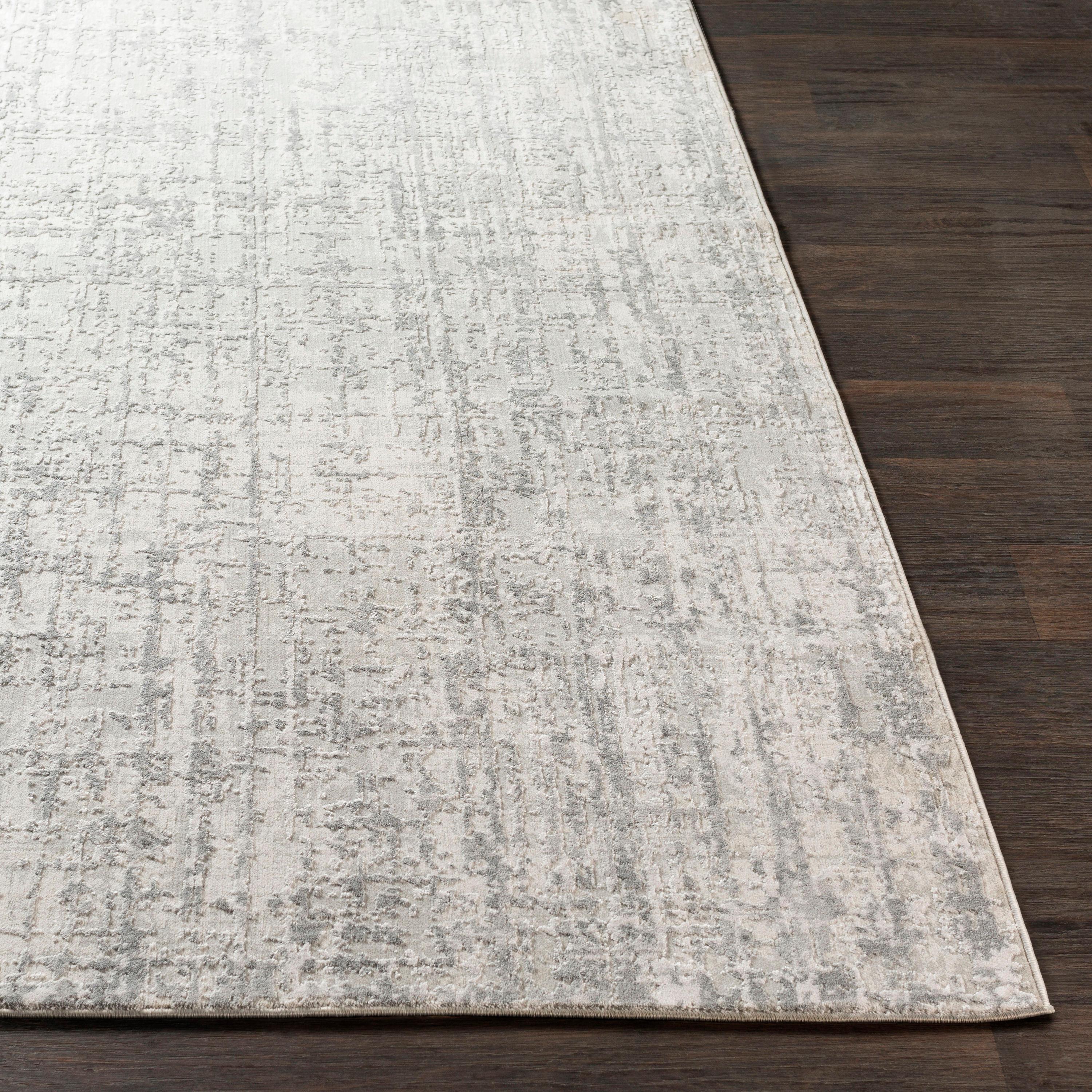 Reversible Rectangular 5' x 7' Gray and White Wool-Blend Rug