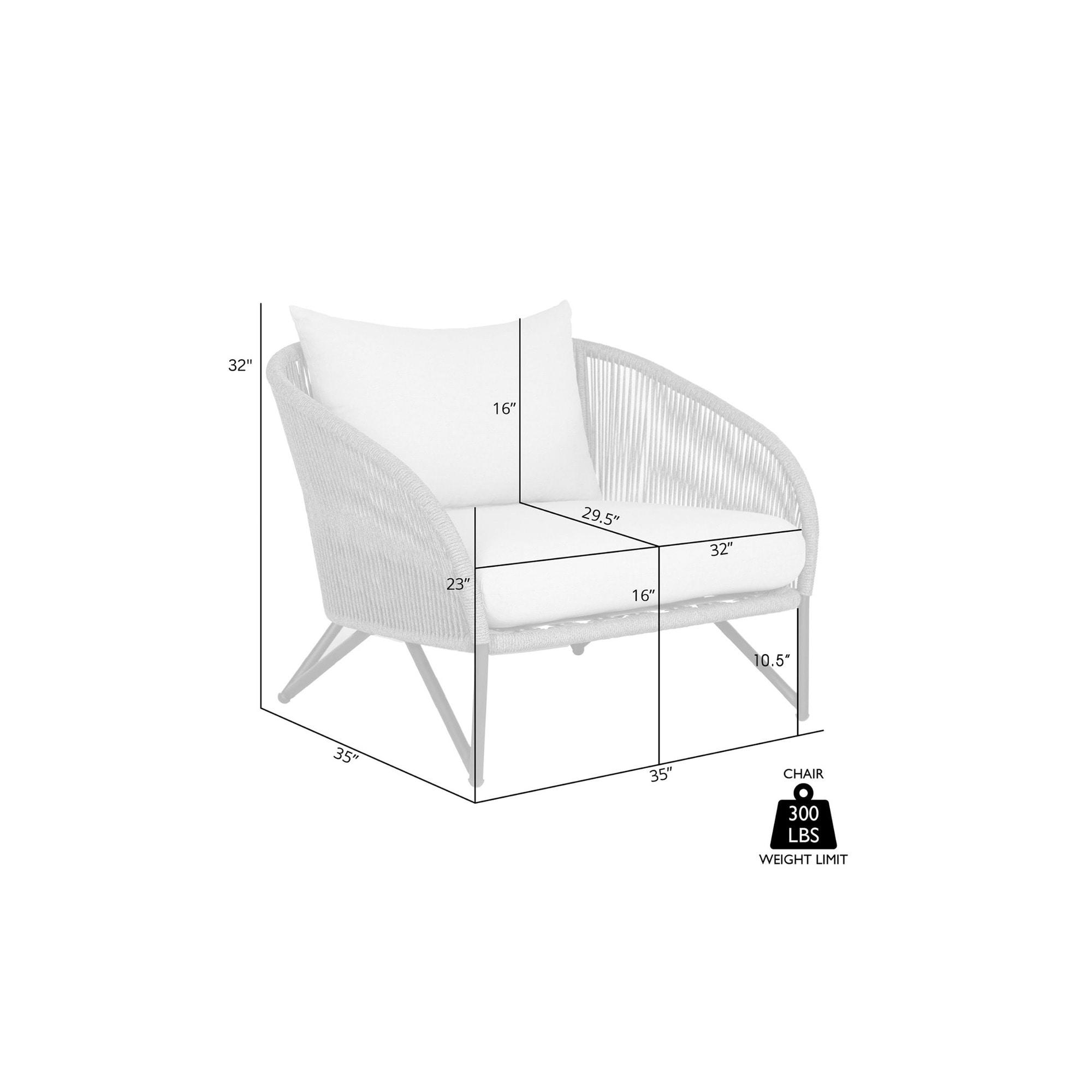Benicia Outdoor Patio Chair in Black Steel with Gray Rope and Taupe Cushions