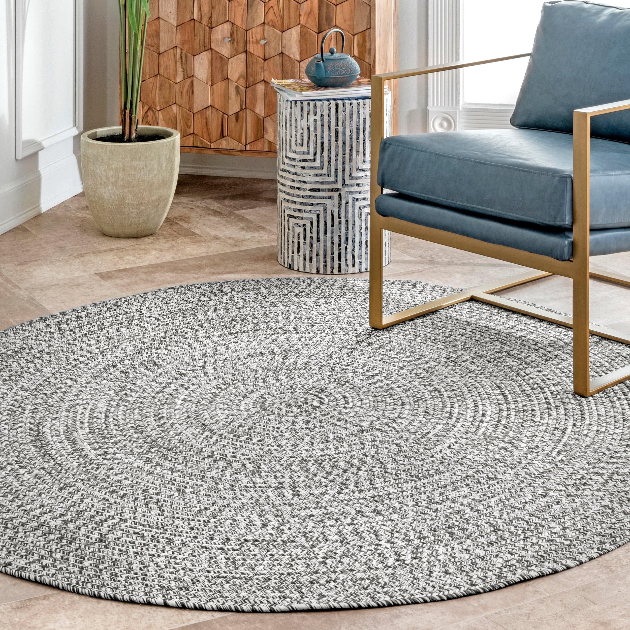 nuLOOM Wynn Braided Indoor/Outdoor Salt And Pepper 6' Casual Round Rug