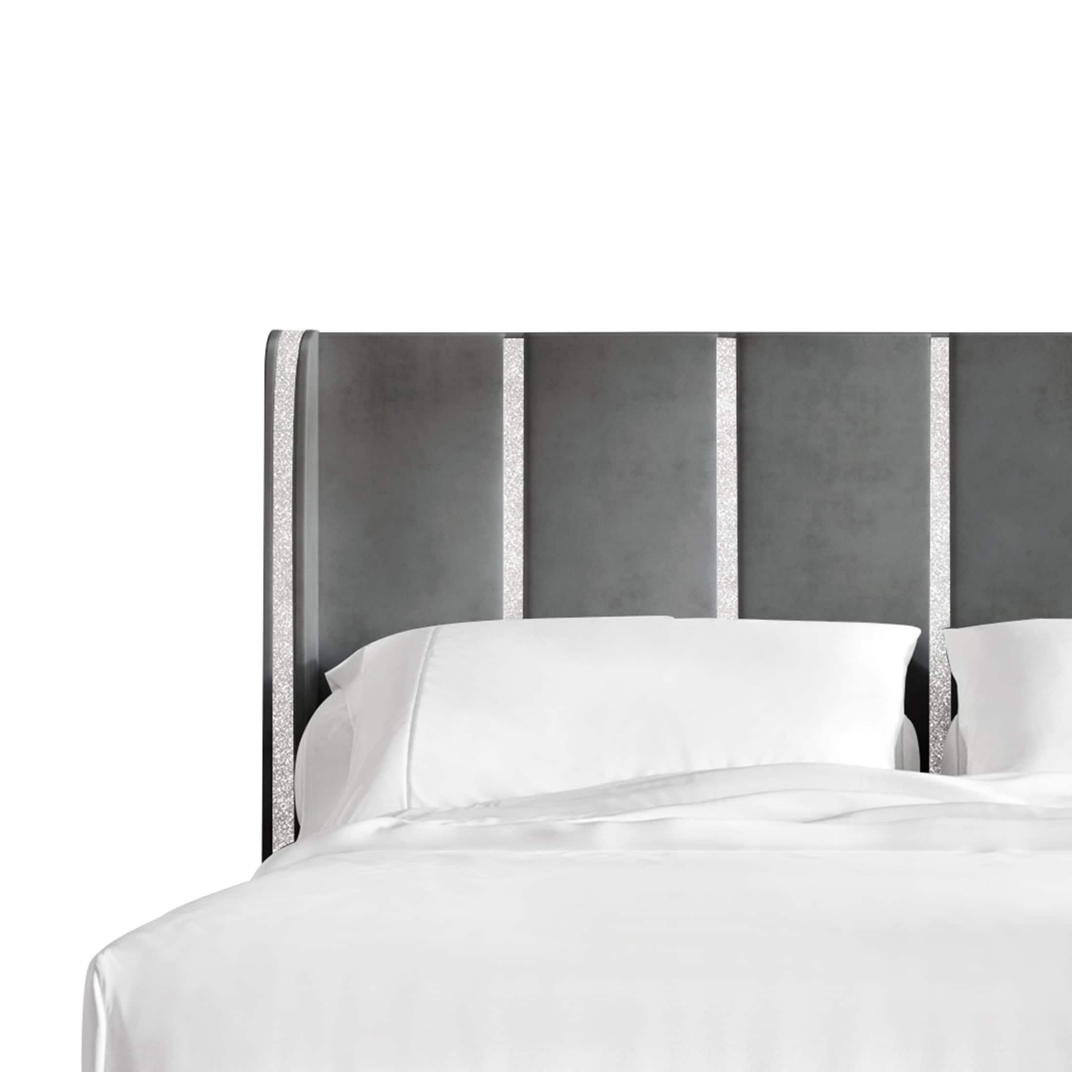 ChaletPosh Queen Size Upholstered Bed in Light Grey Velvet