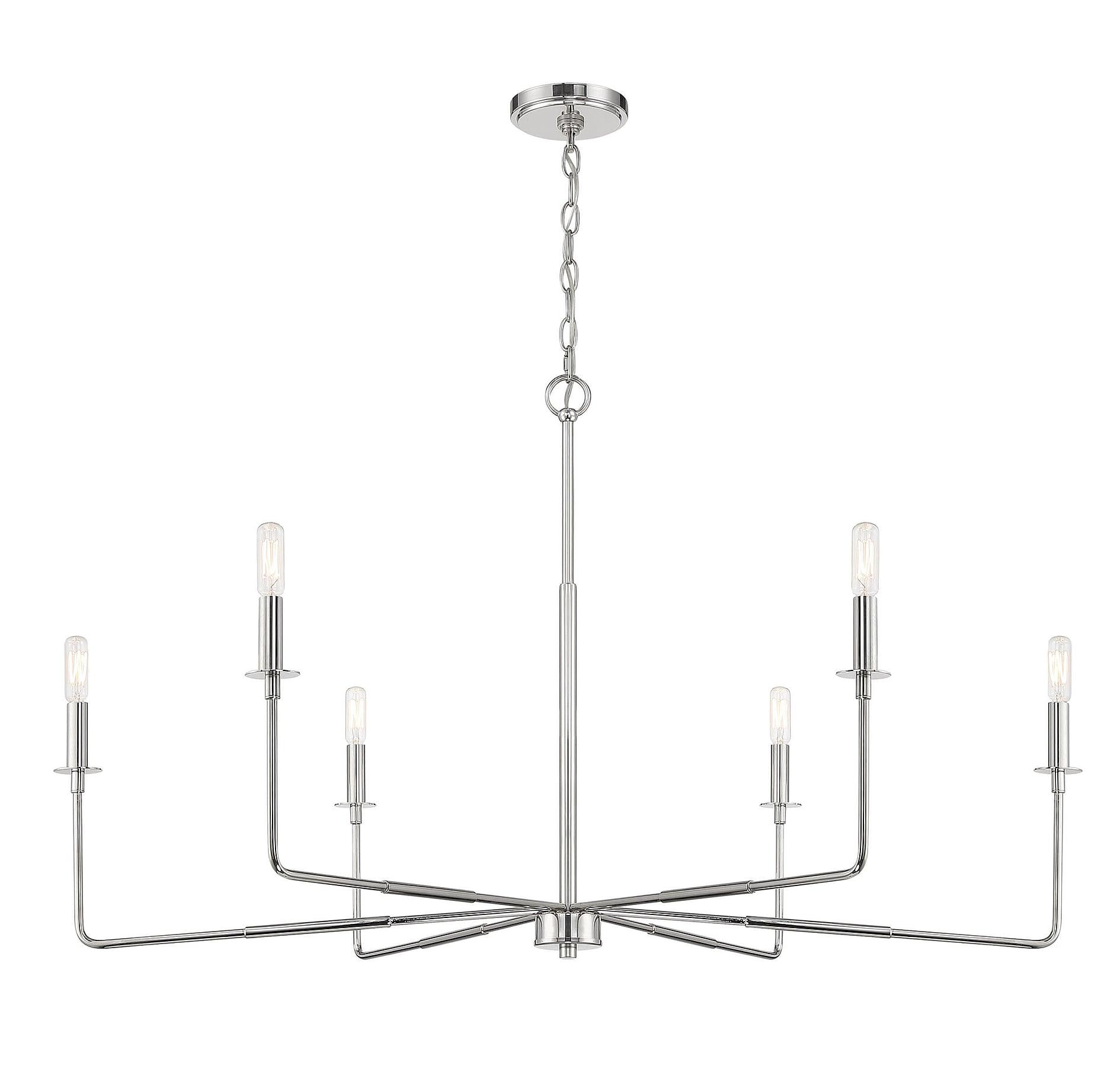 Salerno Polished Nickel 6-Light Rustic Charm Chandelier
