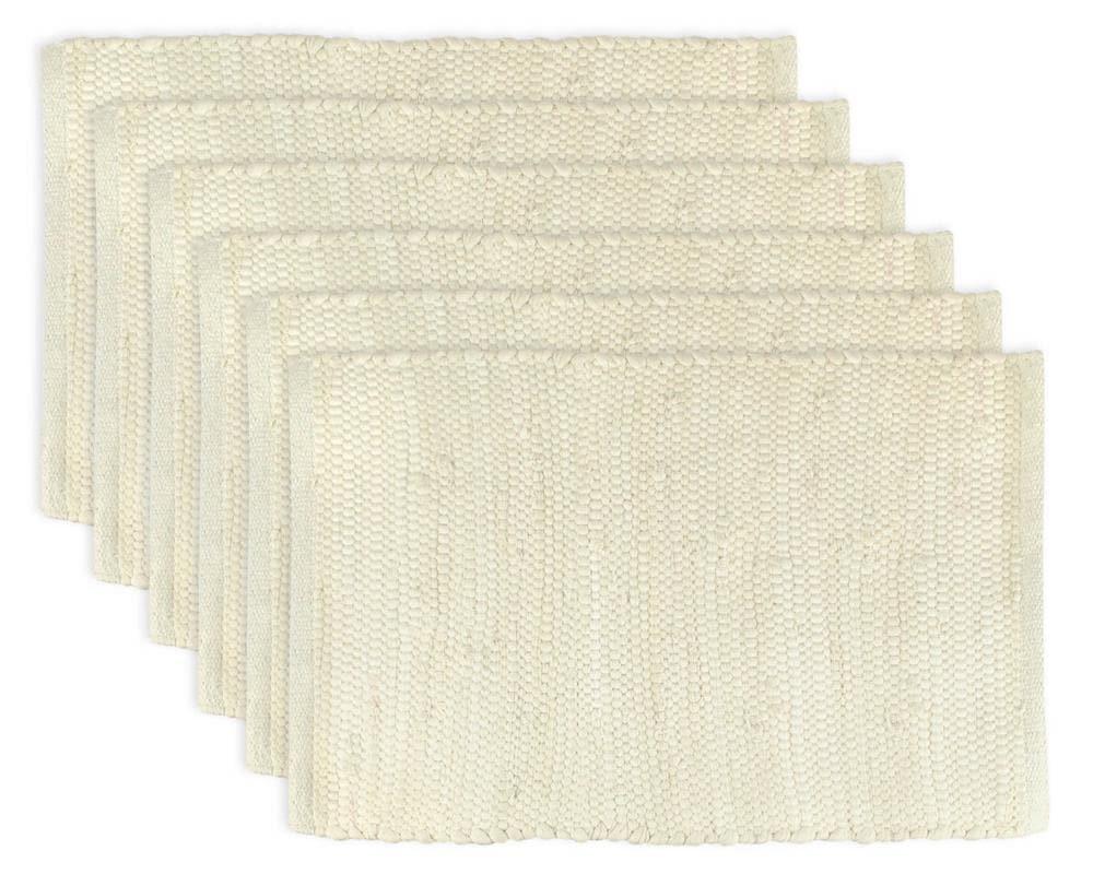 Natural Chindi Placemats (Set Of 6) - Design Imports: Cotton, Machine Washable, Rectangular Table Mats for All Ages