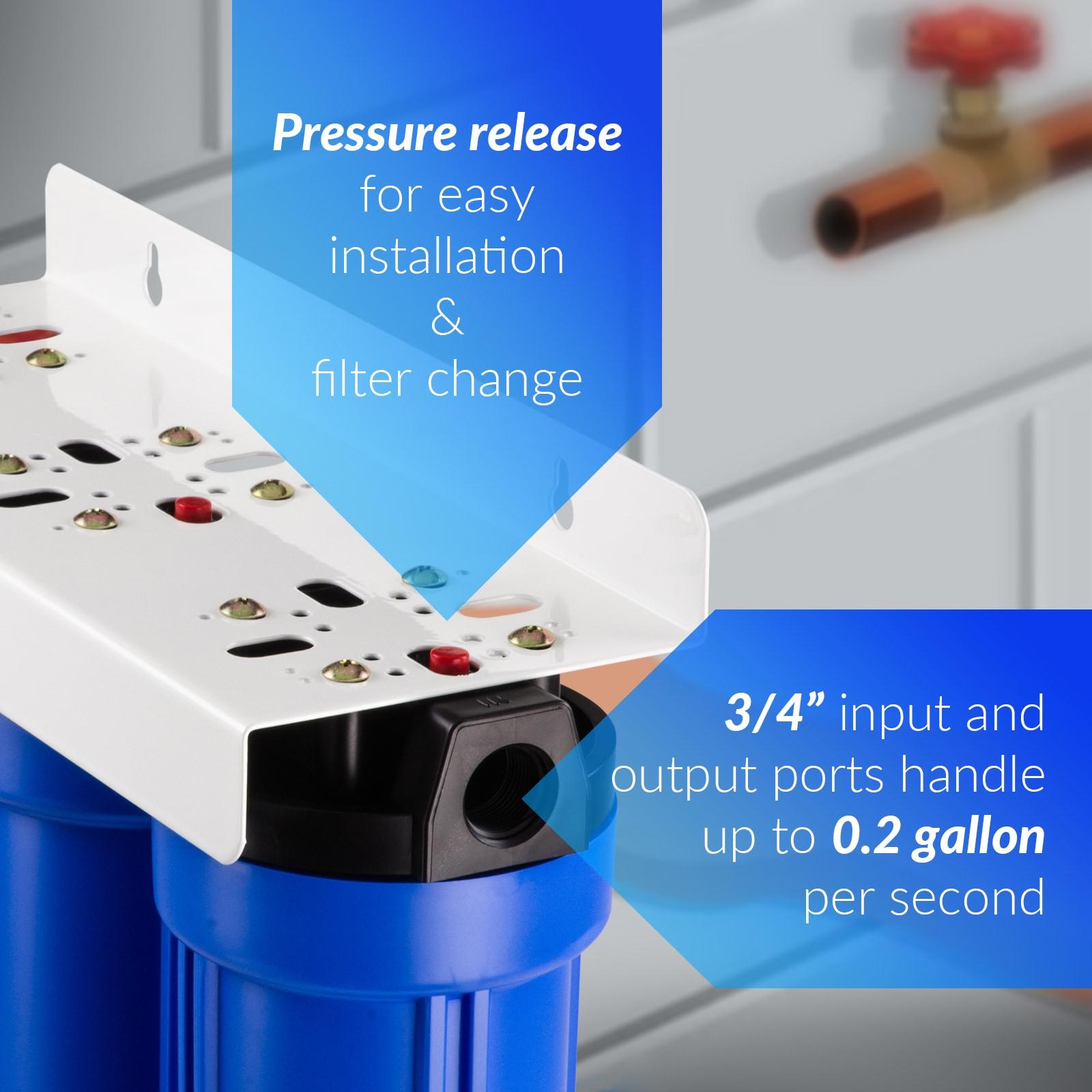 iSpring Whole House Water Filter System with Ball Valve Triple-stage 12-GPM Carbon block Soft water Whole House Water Filtration System