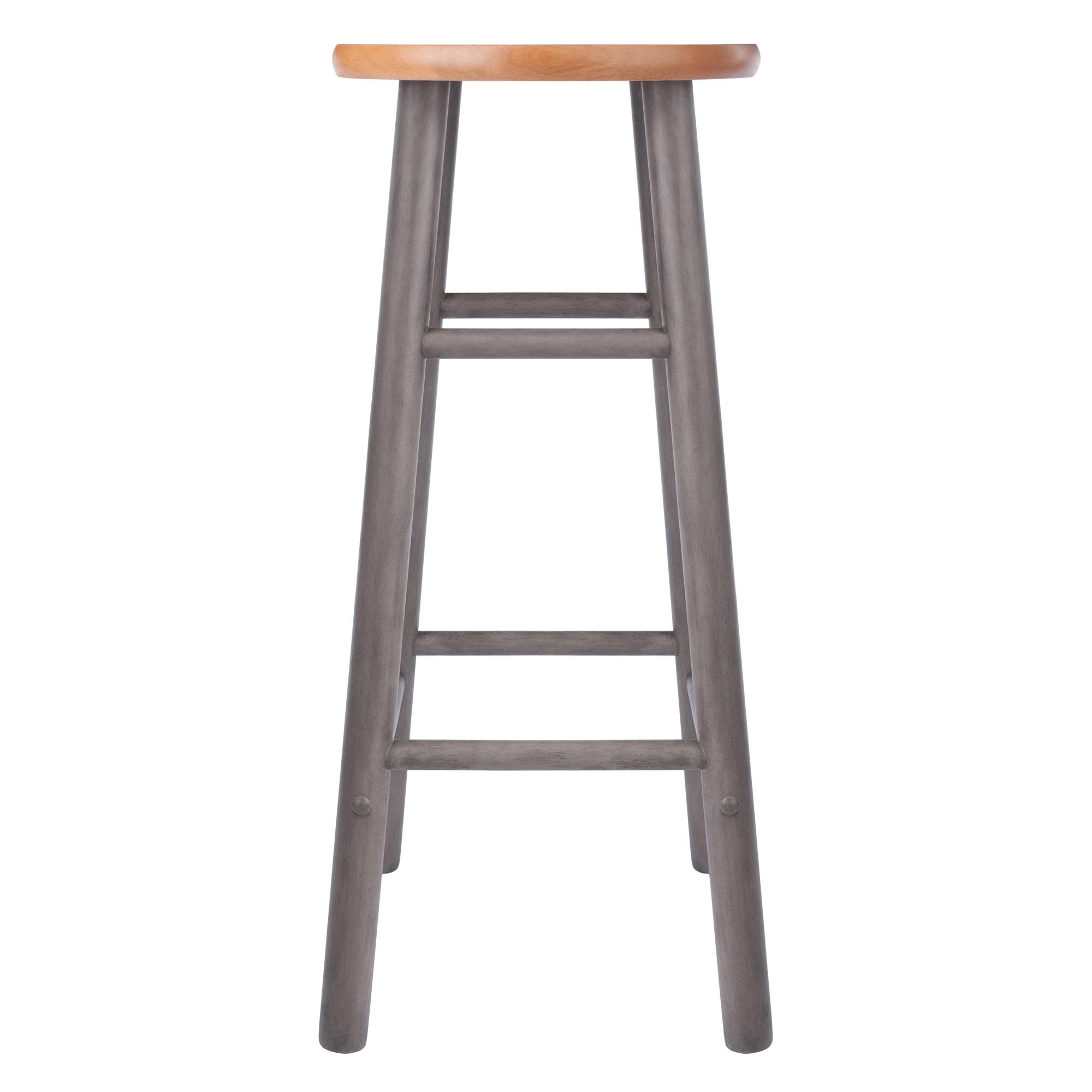 Winsome Wood Huxton 2-PC Bar Stools, Oyster Gray & Teak Finish