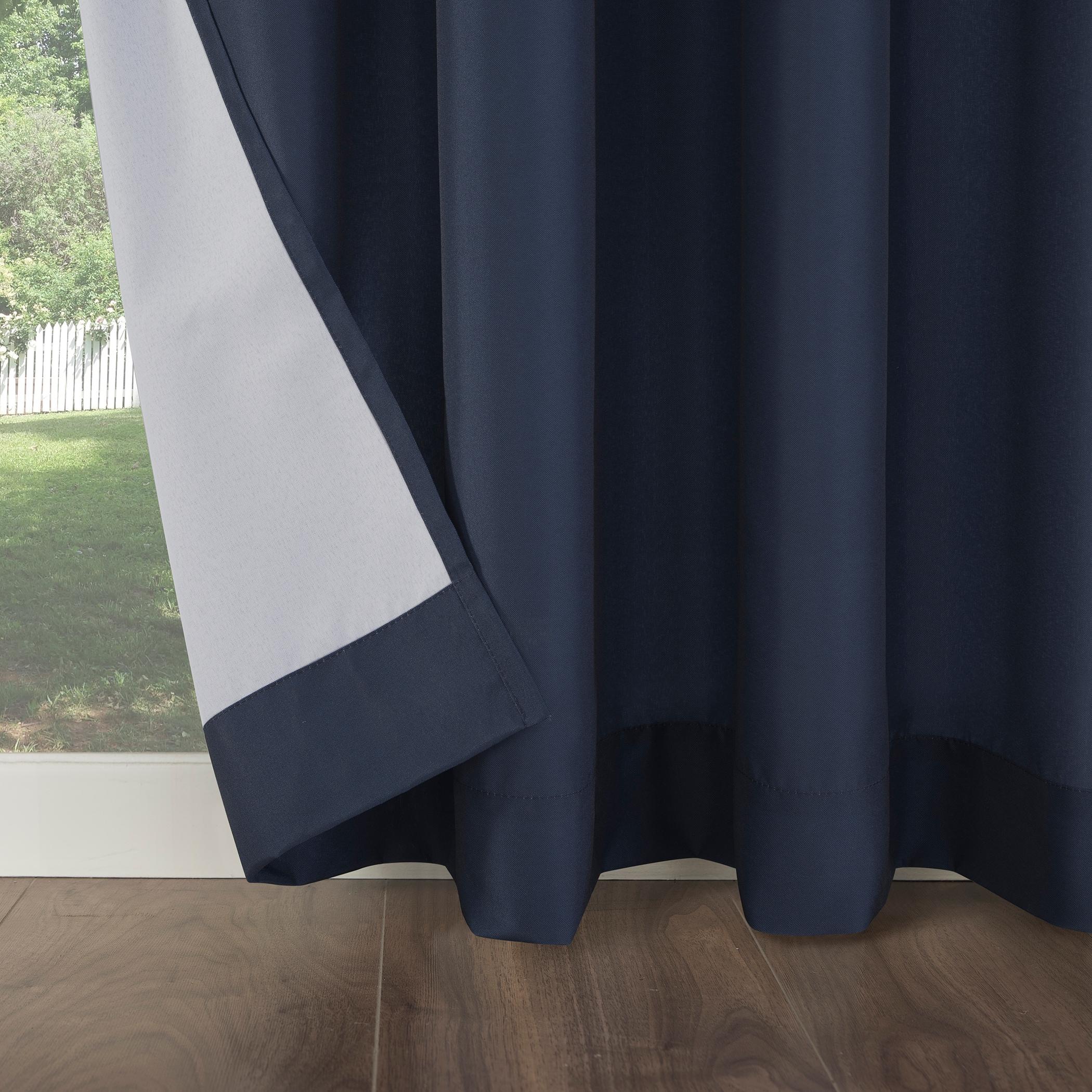 84"x54" Sailor Indoor/Outdoor UV Protectant Room Darkening Grommet Top Curtain Panel Dark Blue - Sun Zero: Living Room & Outdoor Use