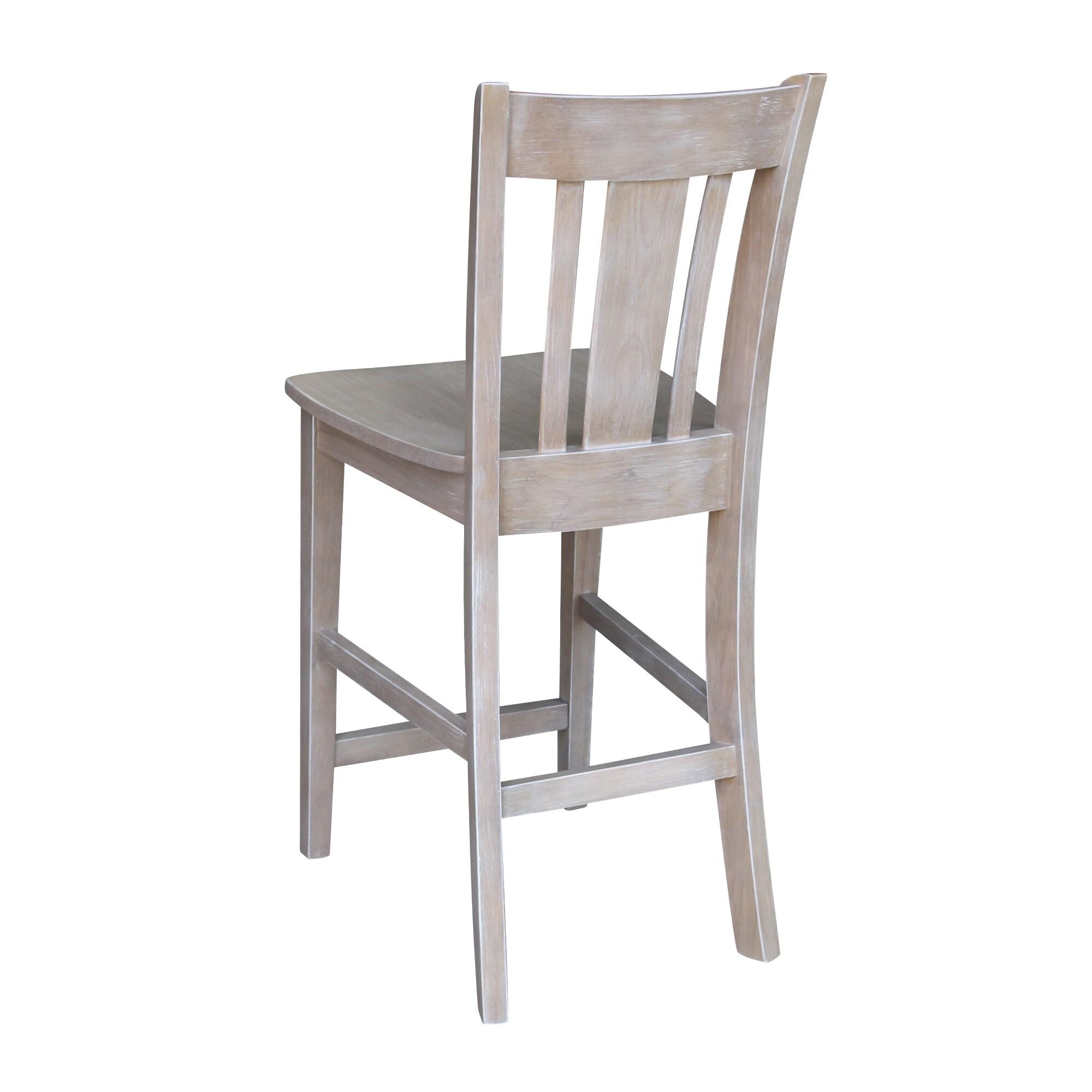 24" San Remo Counter Height Barstool Washed Gray Taupe - International Concepts: Solid Wood, No Assembly Required