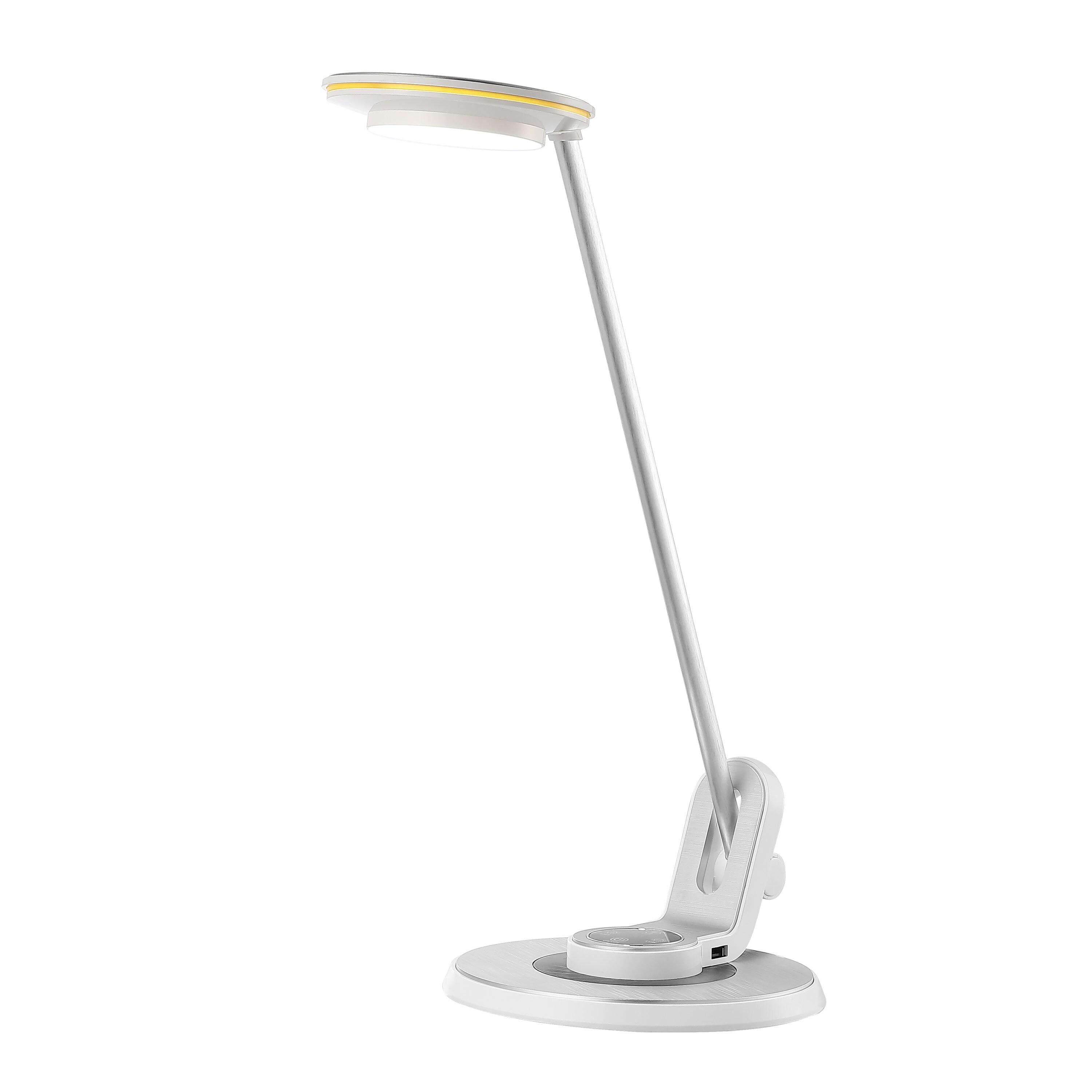JONATHAN Y JYL7701B Dixon 18.5" Aluminum Contemporary Minimalist Adjustable Dimmable USB Charging LED Task Lamp, Farmhouse, Modern for living room, dinning room, bedroom Bulb Included, Sliver