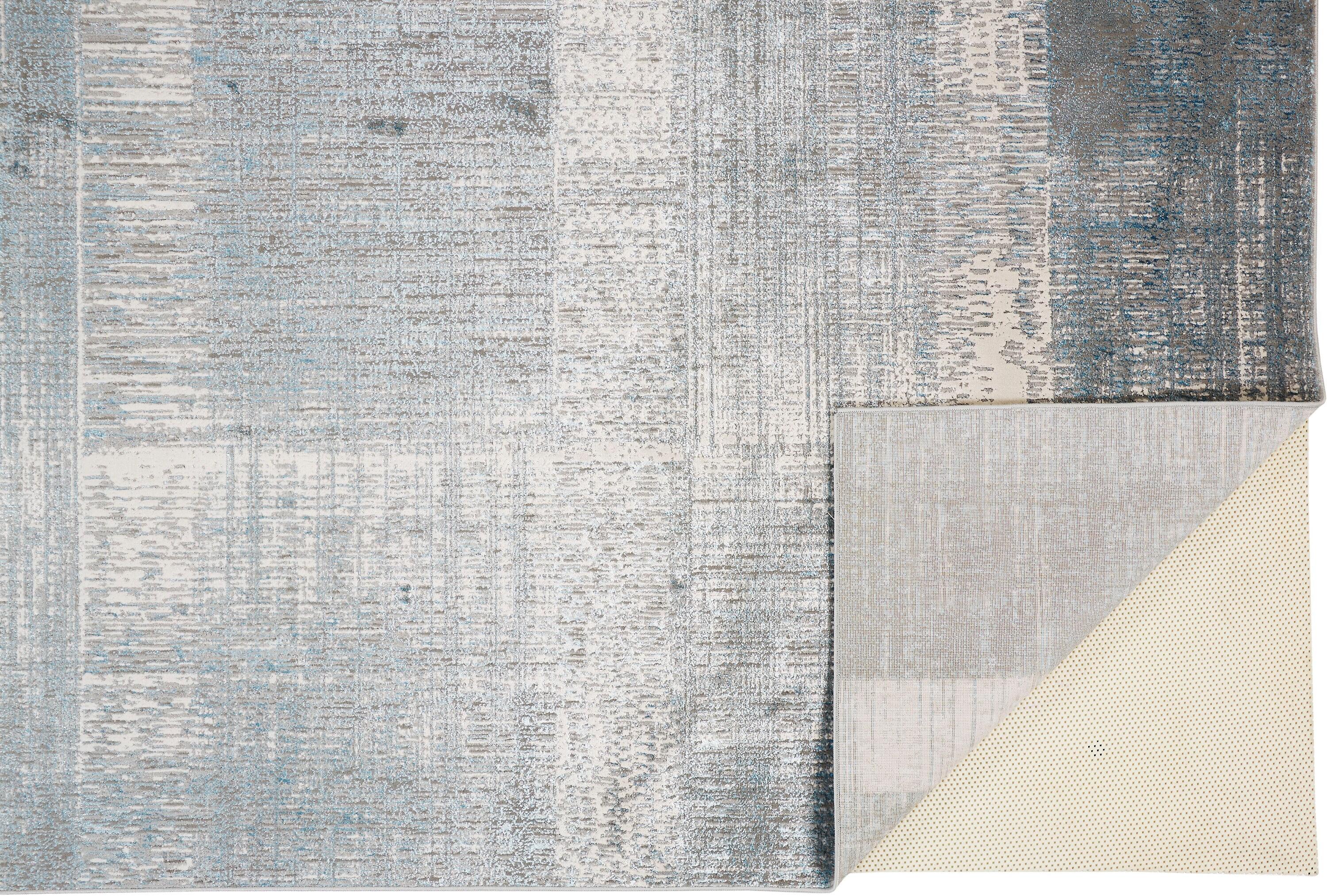 Azure Modern Abstract White/Gray/Blue Area Rug