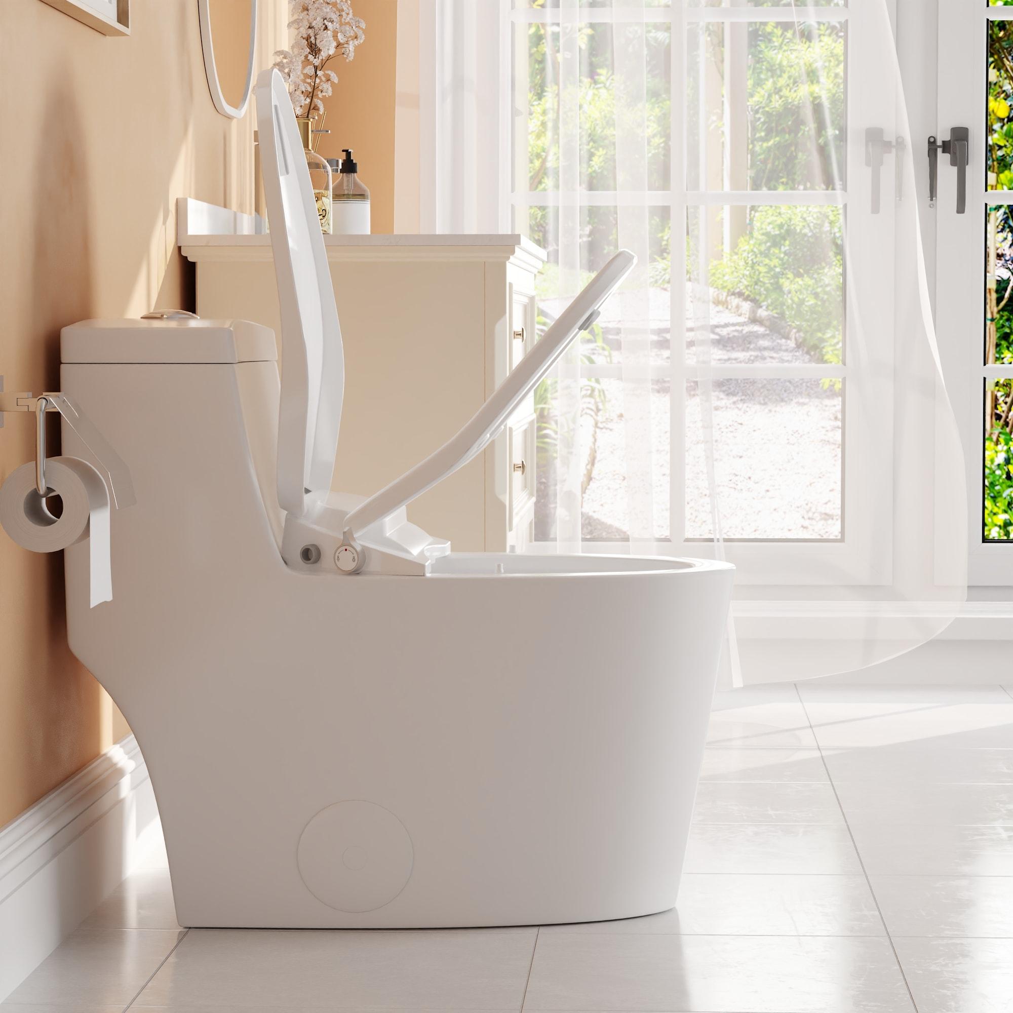 Electric Quiet Close Bidet Seat for Elongated Toilets in White