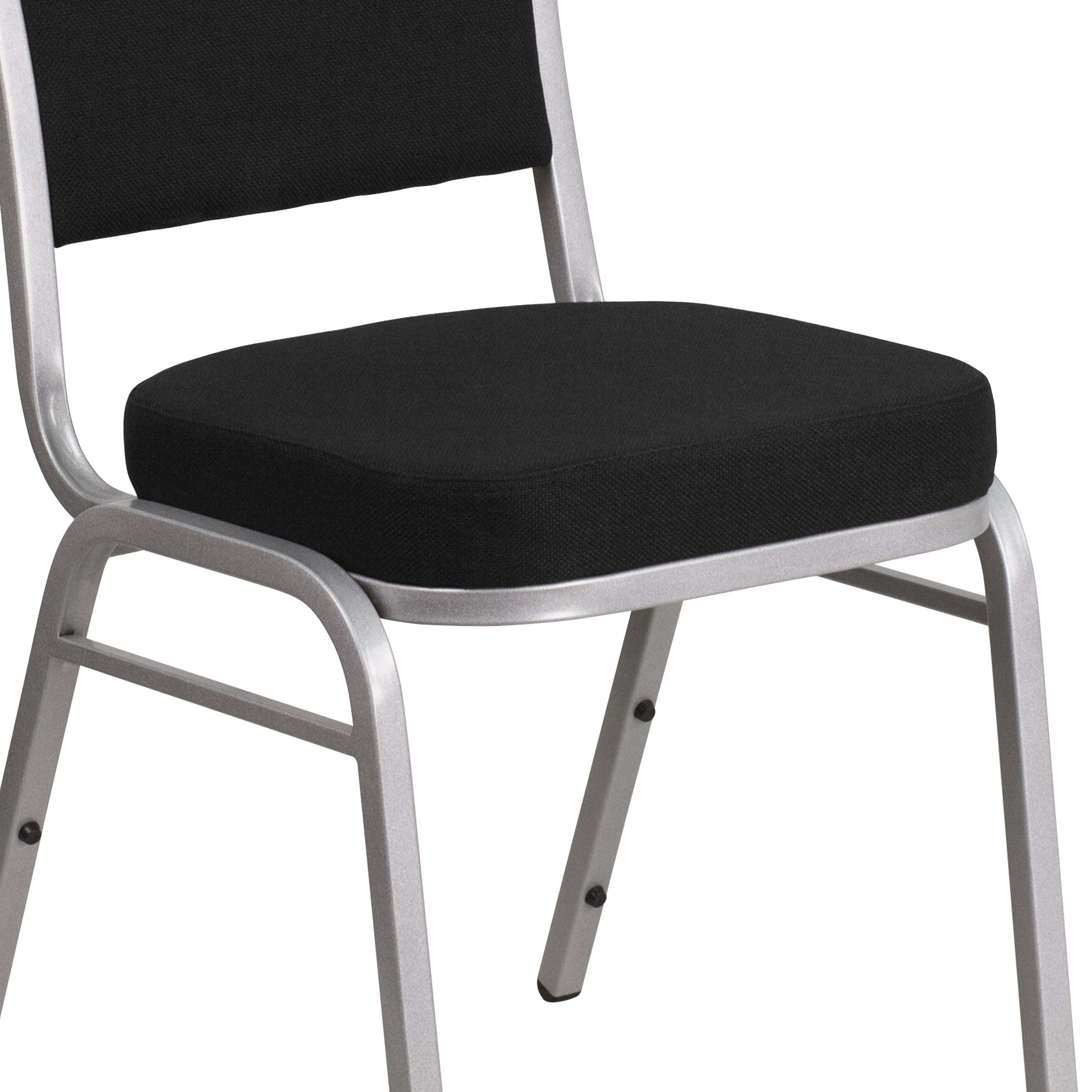 Flash Furniture HERCULES Series Crown Back Stacking Banquet Chair in Black Fabric - Silver Frame