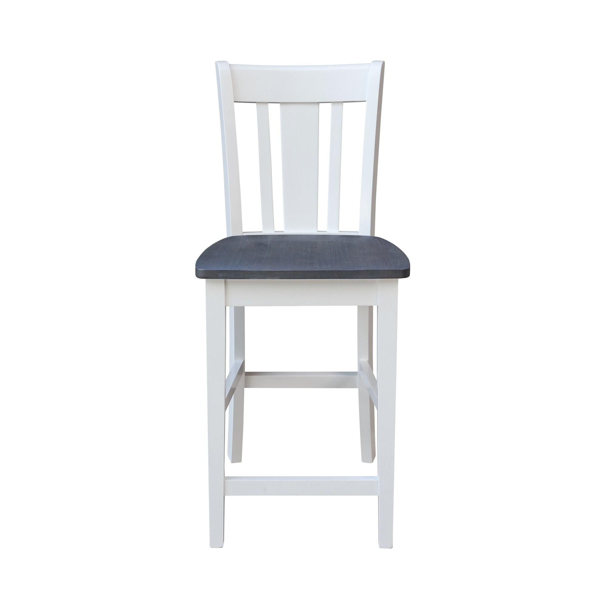 24" San Remo Counter Height Barstool White - International Concepts: Hardwood Frame, Armless Design, Fixed Seat