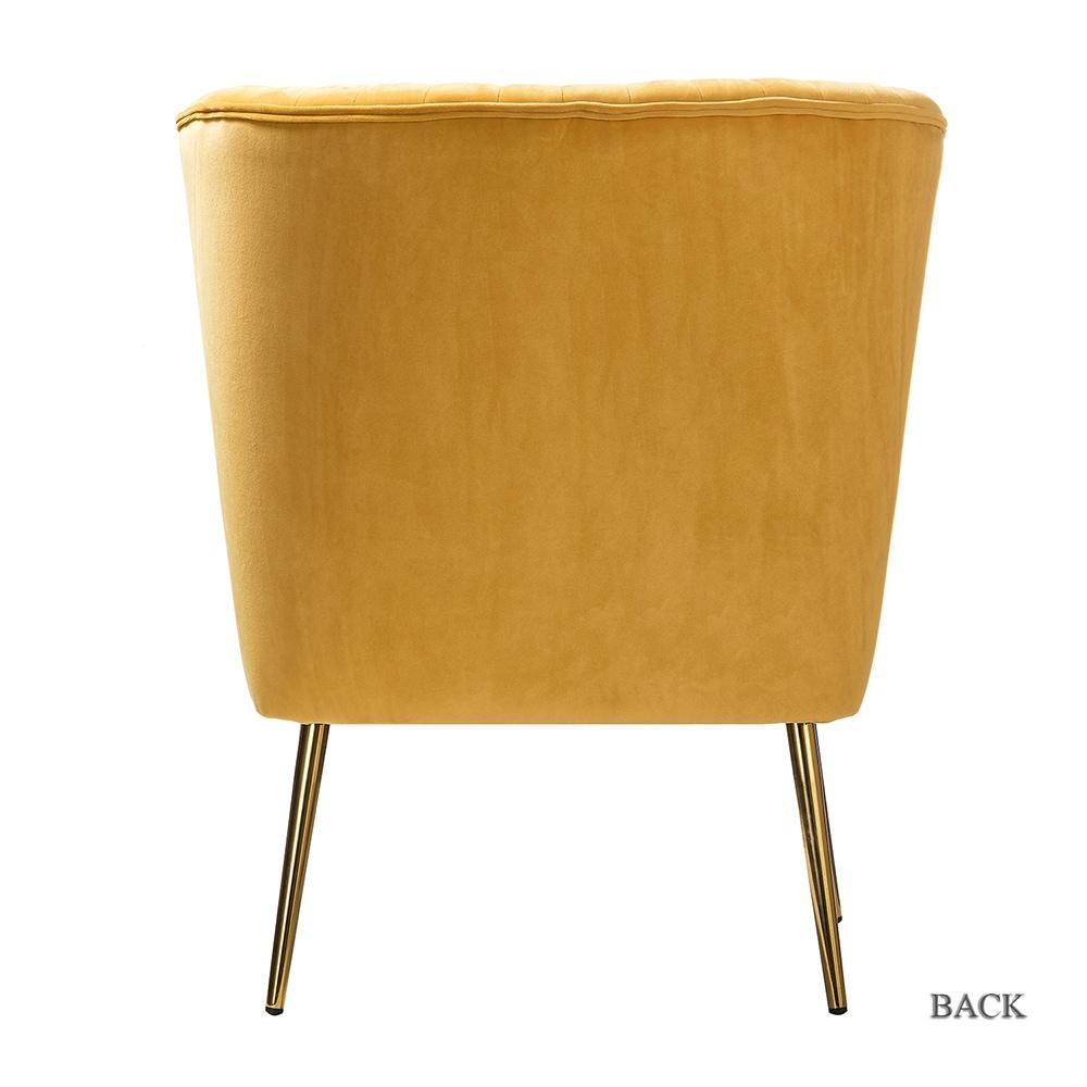 Comfy Velvet Accent Chair Transitional Armless Side Chair Gold Leg Vanity Living Room Adult Mustard