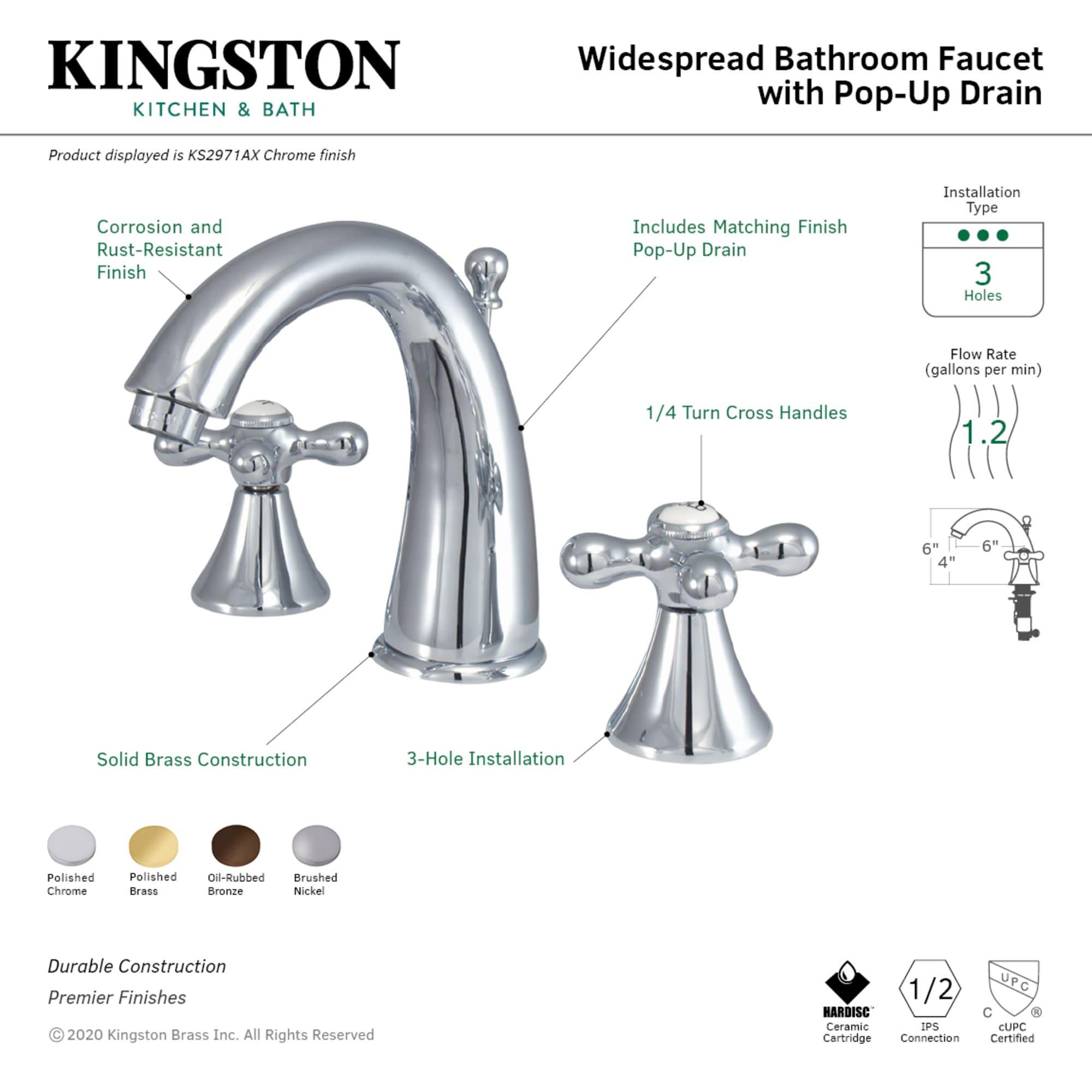 Widespread Bathroom Faucet with Drain Assembly