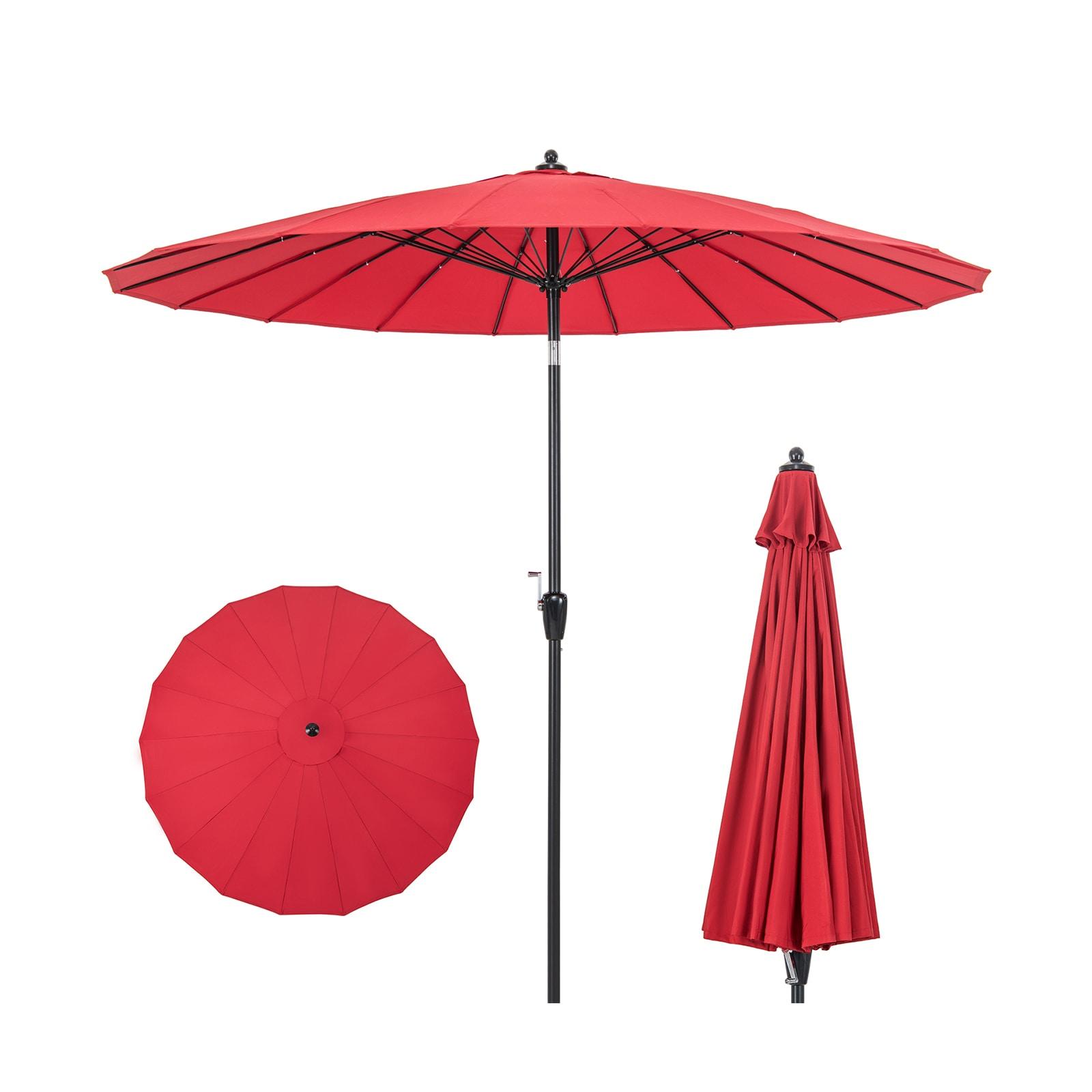 Spaco 9 Feet Round Patio Umbrella with 18 Fiberglass Ribs-Wine, Patio Offset Umbrella with Easy Tilt Adjustment, Outdoor Cantilever Hanging Umbrella