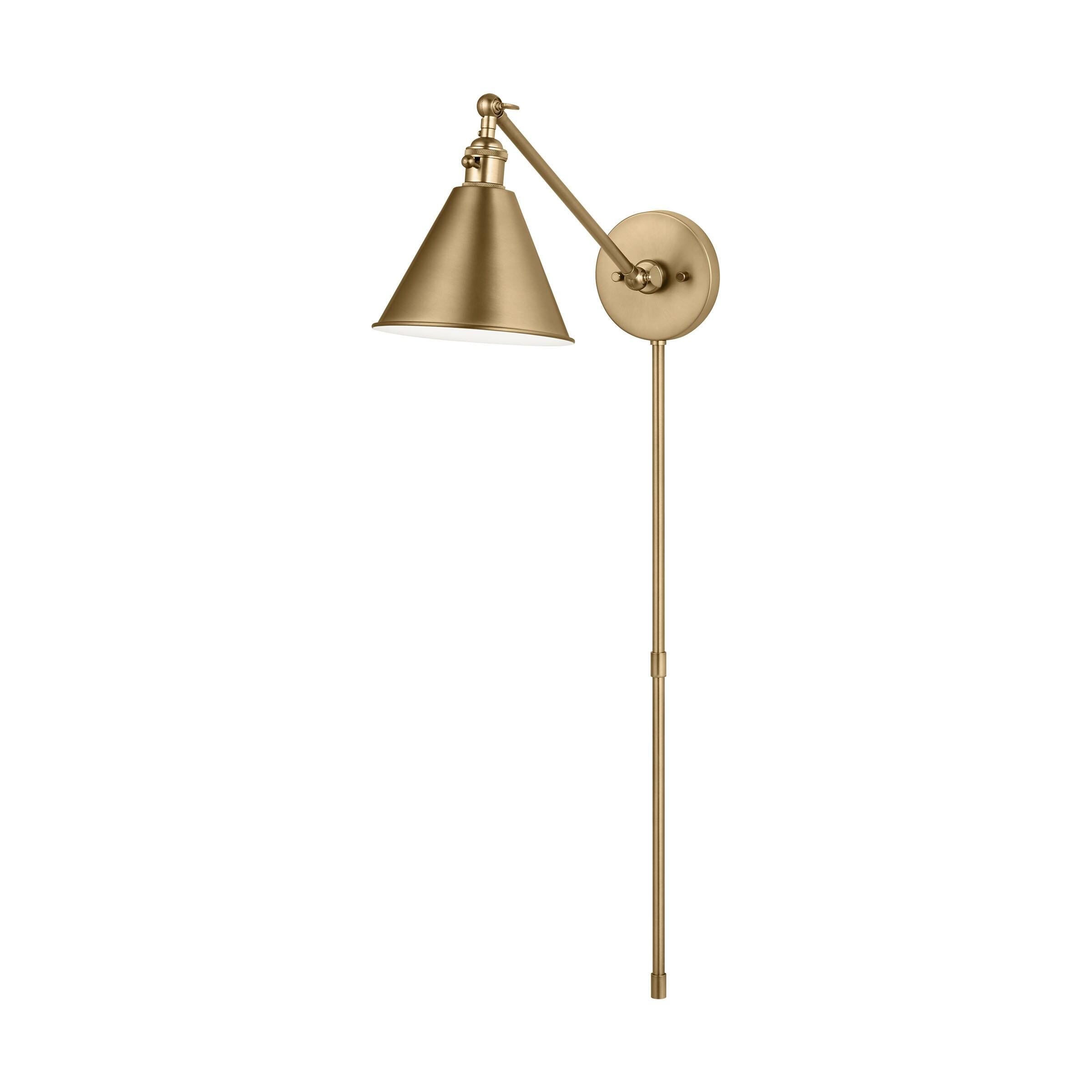Salem 1-Light Satin Brass Wall Sconce with Satin Brass Metal Shade