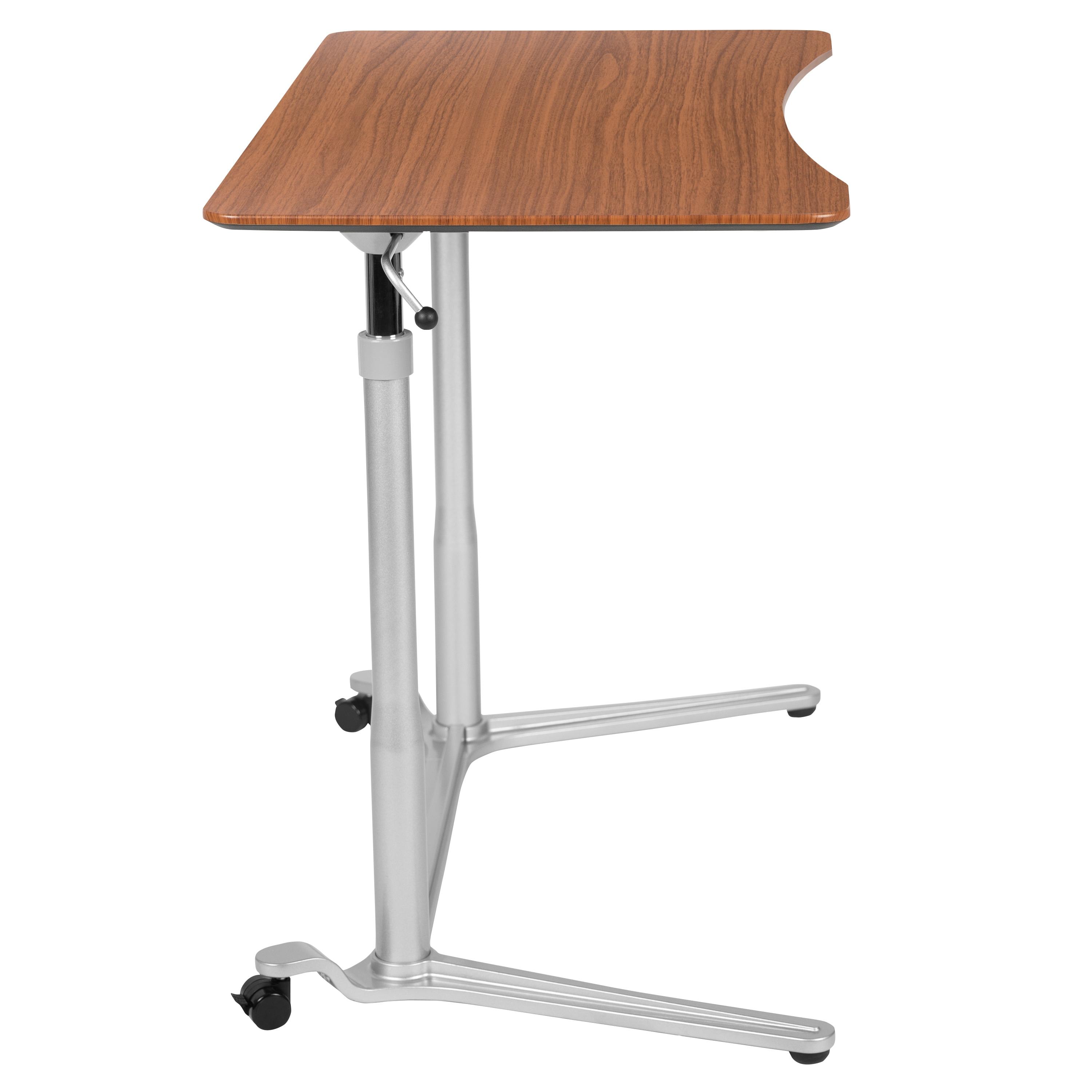 Flash Furniture Sit-Down, Stand-Up Cherry Computer Ergonomic Desk with 37.375"W Top (Adjustable Range 29" - 40.75")