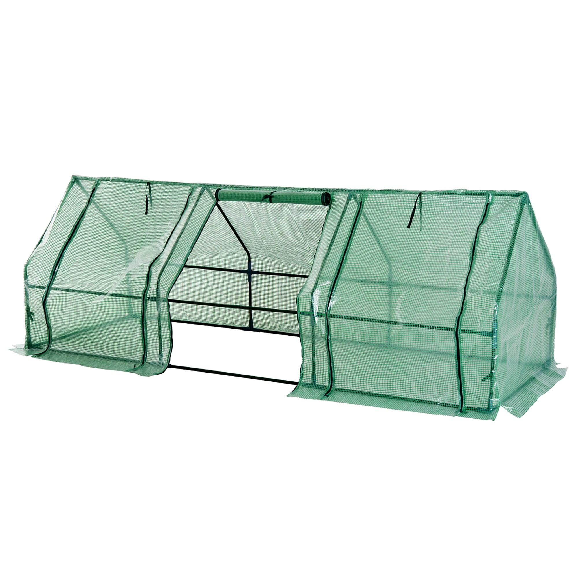 9' x 3' x 3' Portable Mini Greenhouse Outdoor Garden with Large Zipper Doors and Water/UV PE Cover, Green