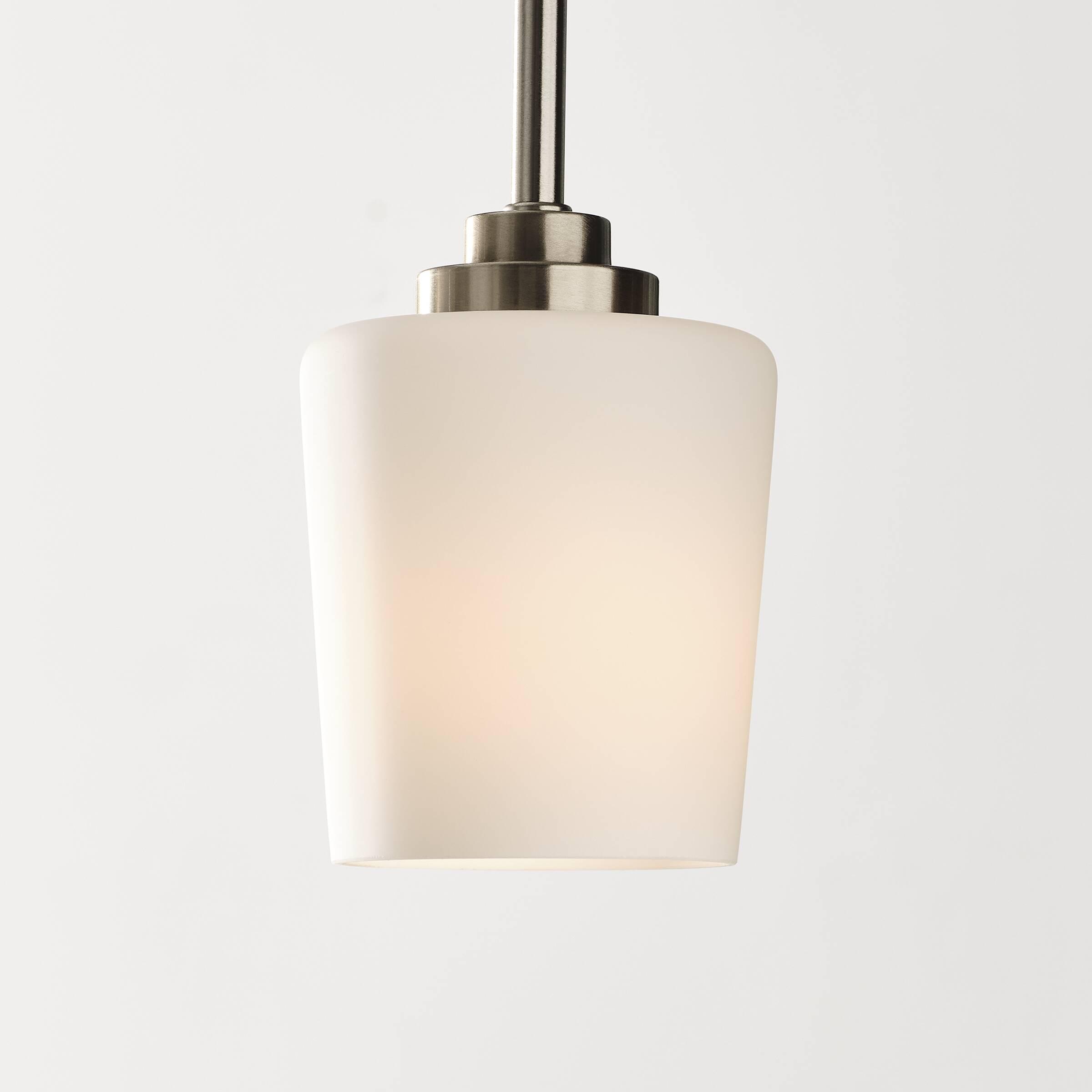 Windom Transitional Mini-Pendant in Brushed Nickel with Etched Opal Glass