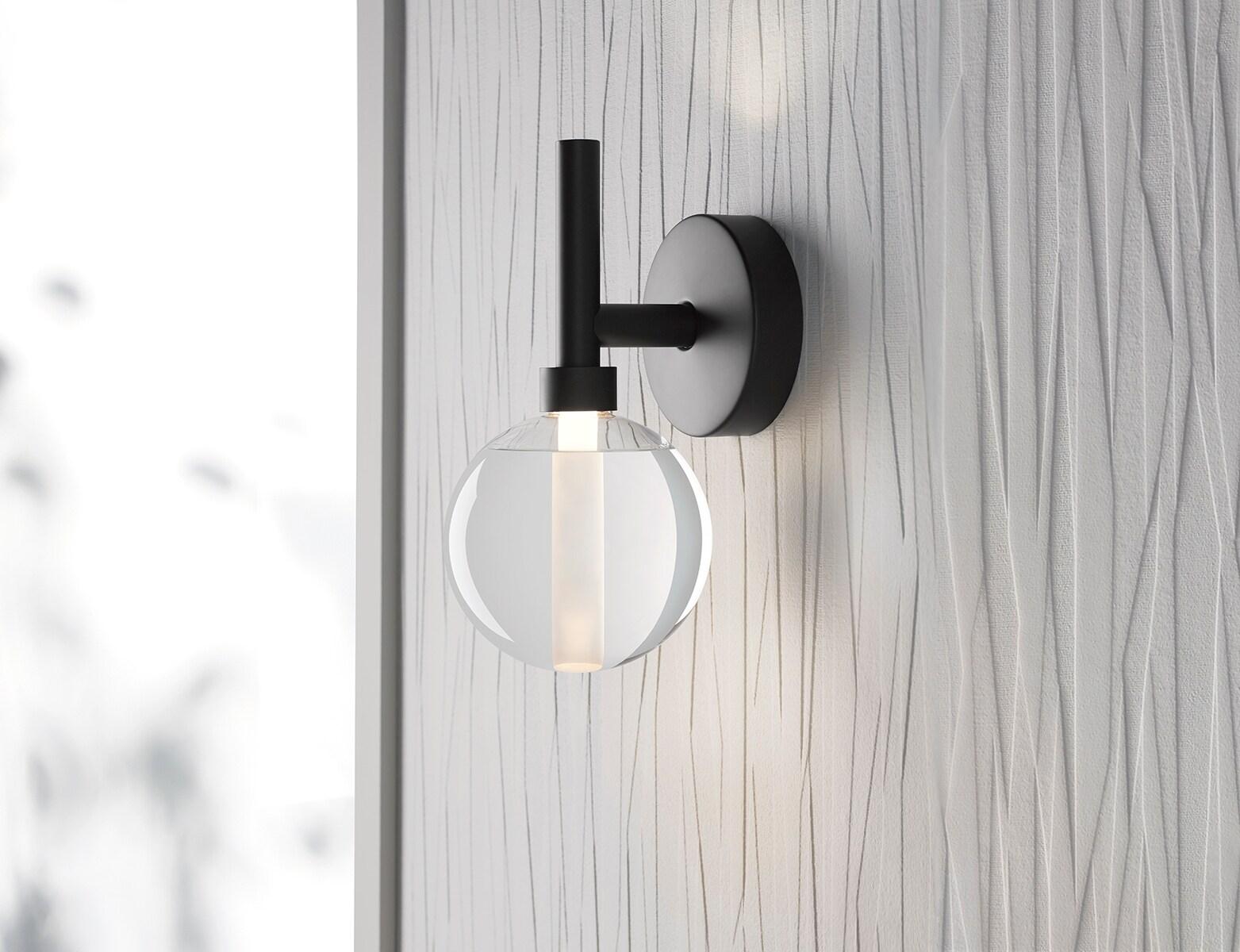 Matte Black Glass Shade Dimmable LED Sconce