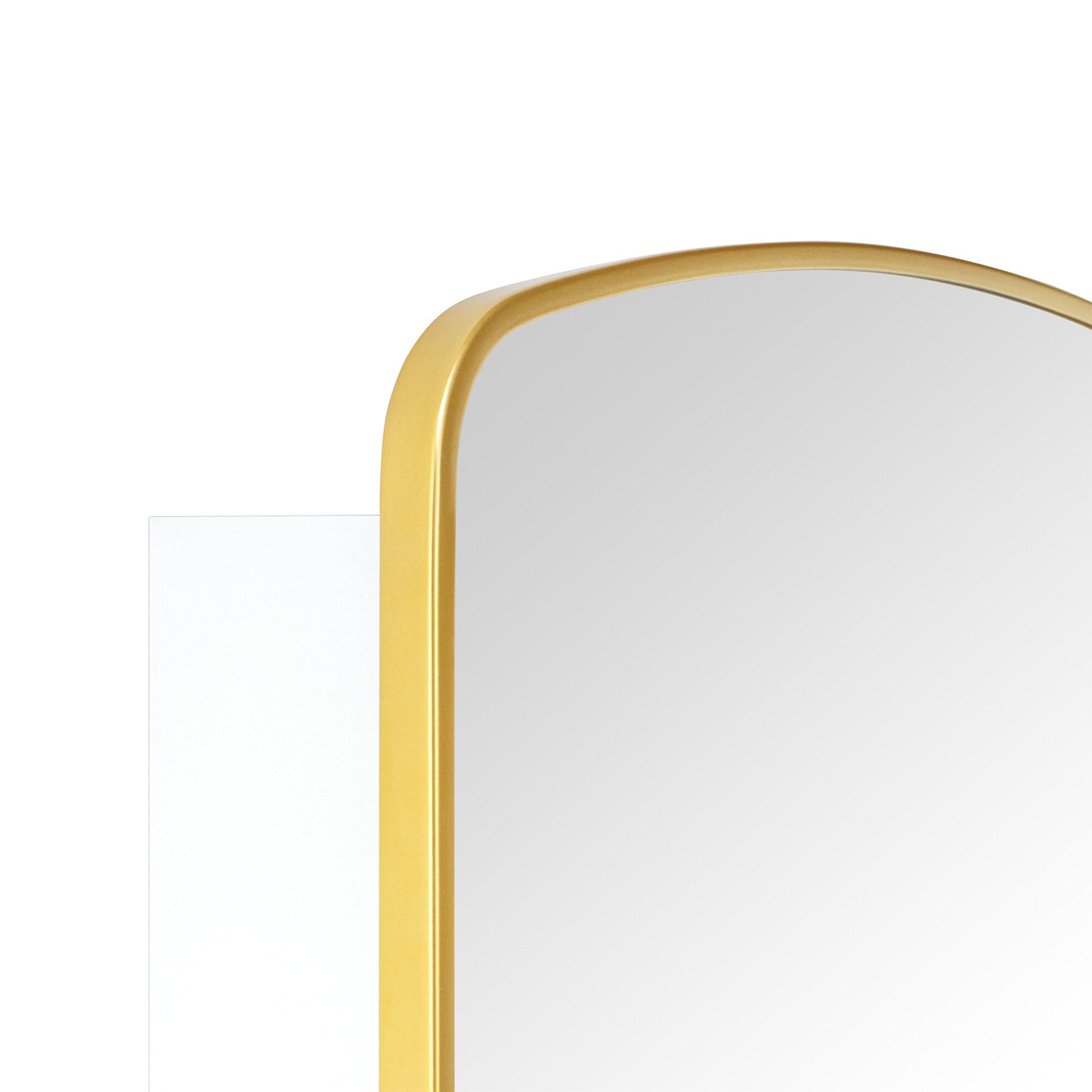 TEHOME 18 in. W x 27 in. H Arched Recessed and Surface Mount Metal Framed Bathroom Medicine Cabinet with Mirror in Brushed Gold