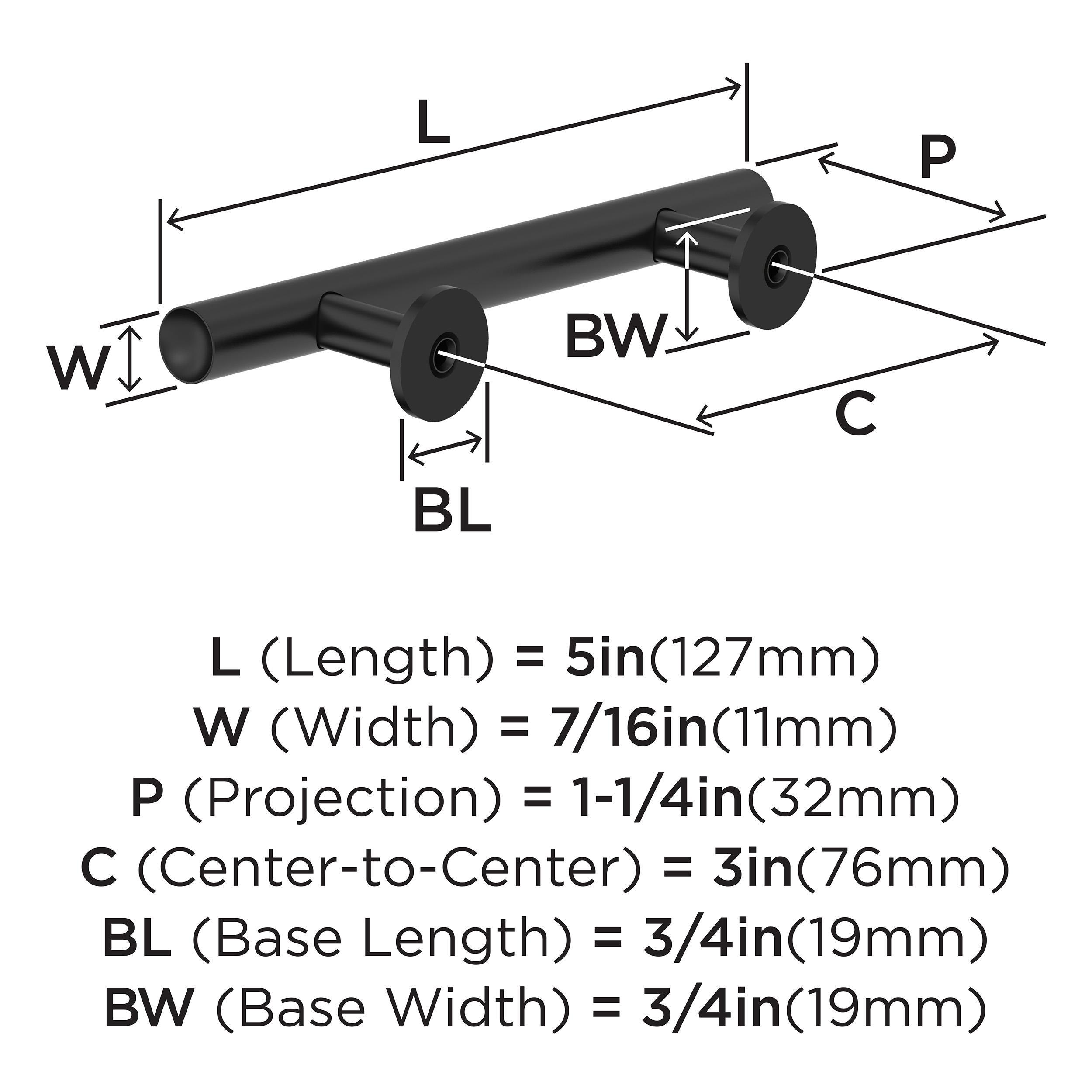 Radius 3 in (76 mm) Center-to-Center Cabinet Pull