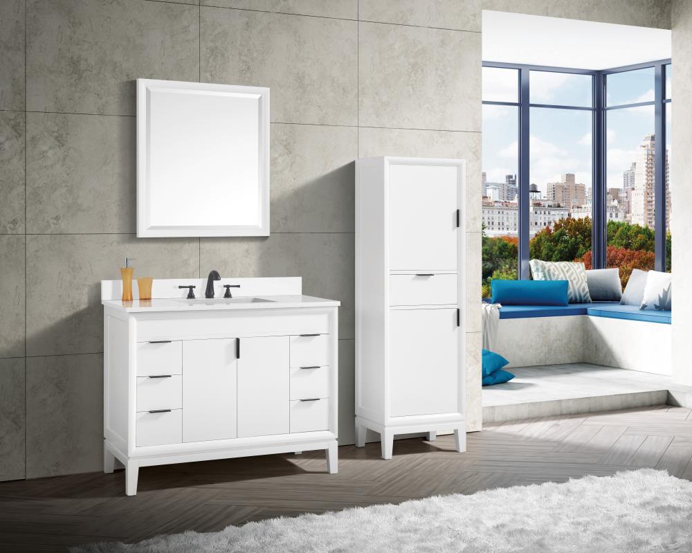 Emma 43'' White Single Bathroom Vanity with Marble Top