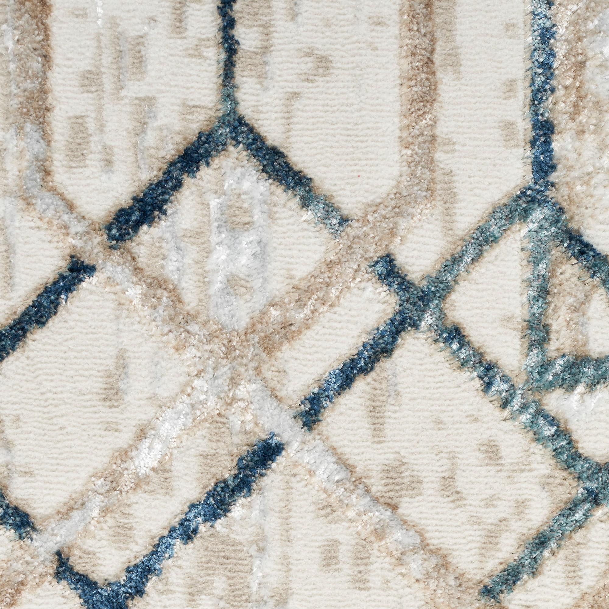 Nourison Glam 5'3" x 7'3" Ivory/Taupe Mid-Century Modern Indoor Rug