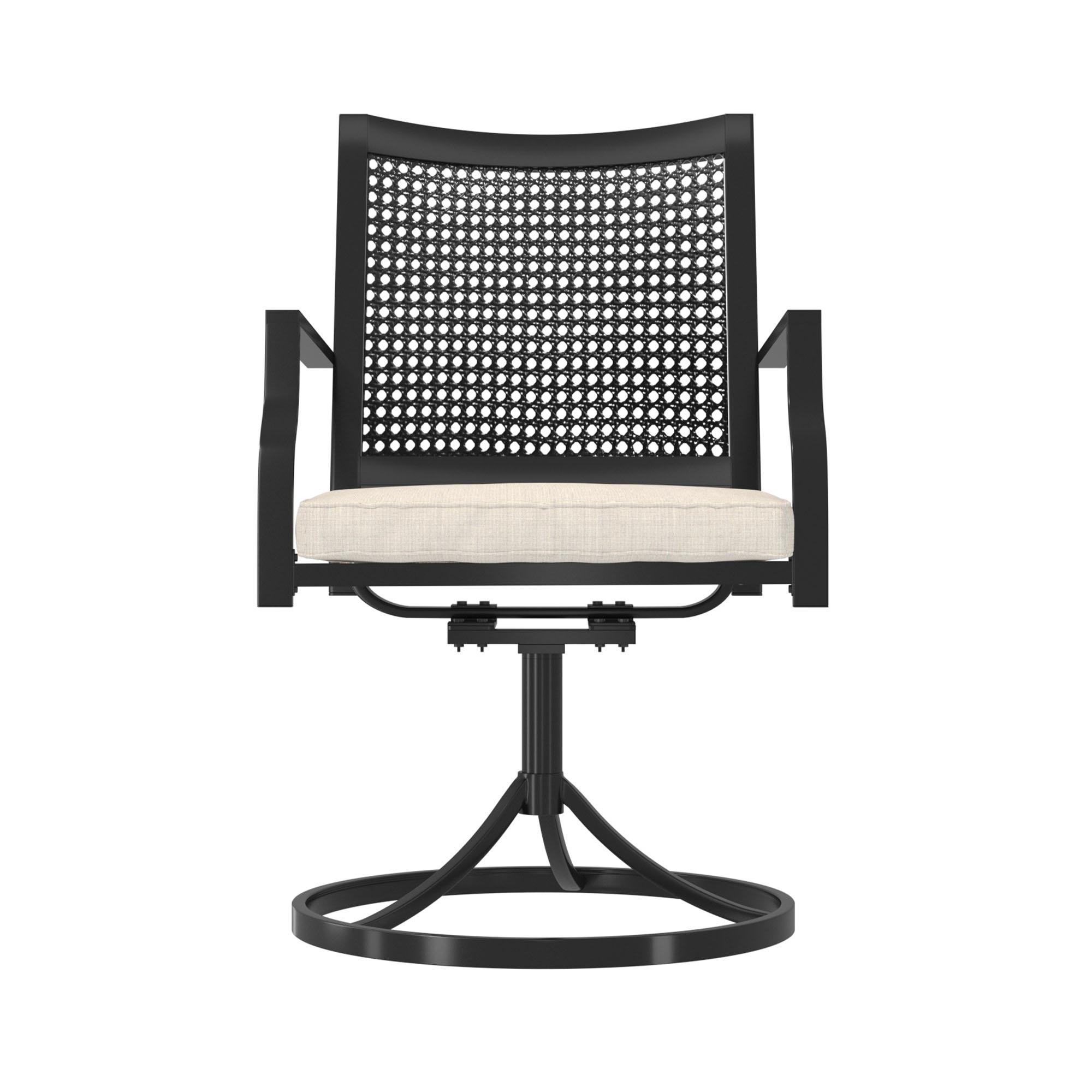 CASAINC Outdoor Iron Frame Swivel Dining Chair with Cushions (Set of 2)