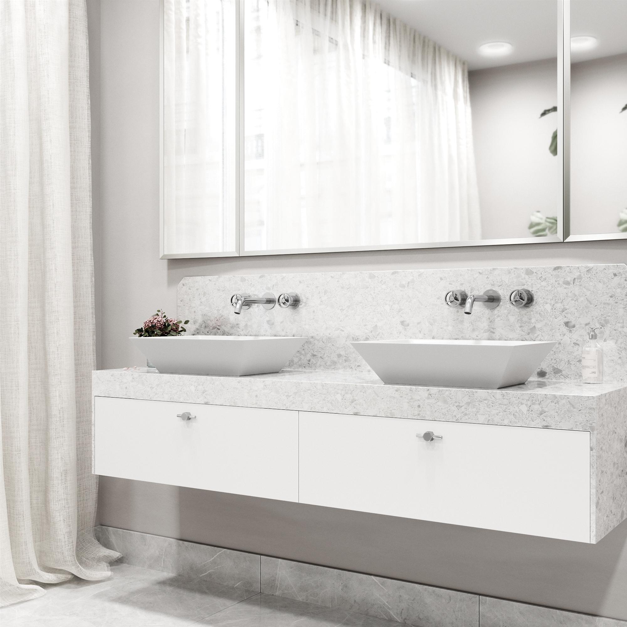 Cass 3" H Two Handle WaterSense Wall Mount Bathroom Faucet
