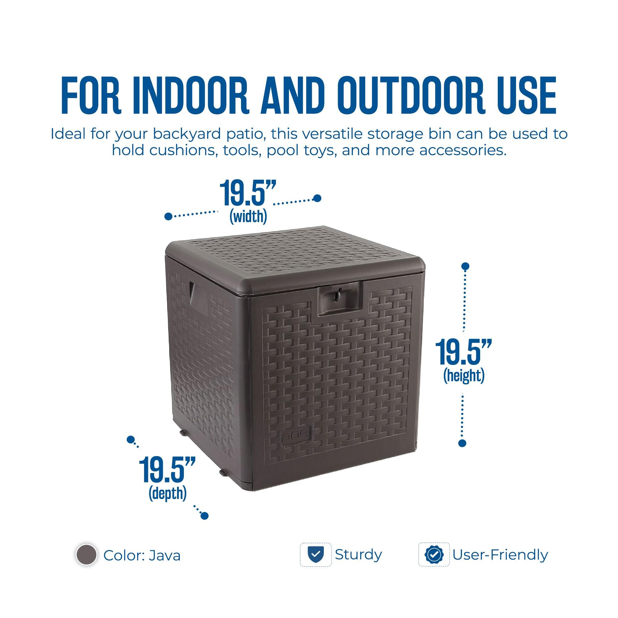 Plastic Development Group 28-Gallon Weather-Resistant Plastic Resin Outdoor Storage Patio Deck Box with Slide and Snap Assembly, Java Brown