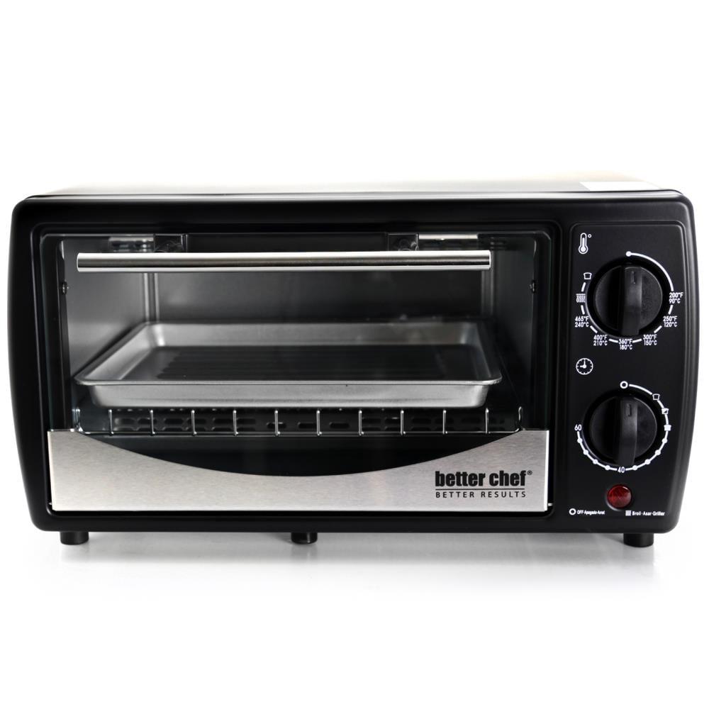 Better Chef 9 Liter Toaster Oven Broiler in Black With Stainless Stell Front