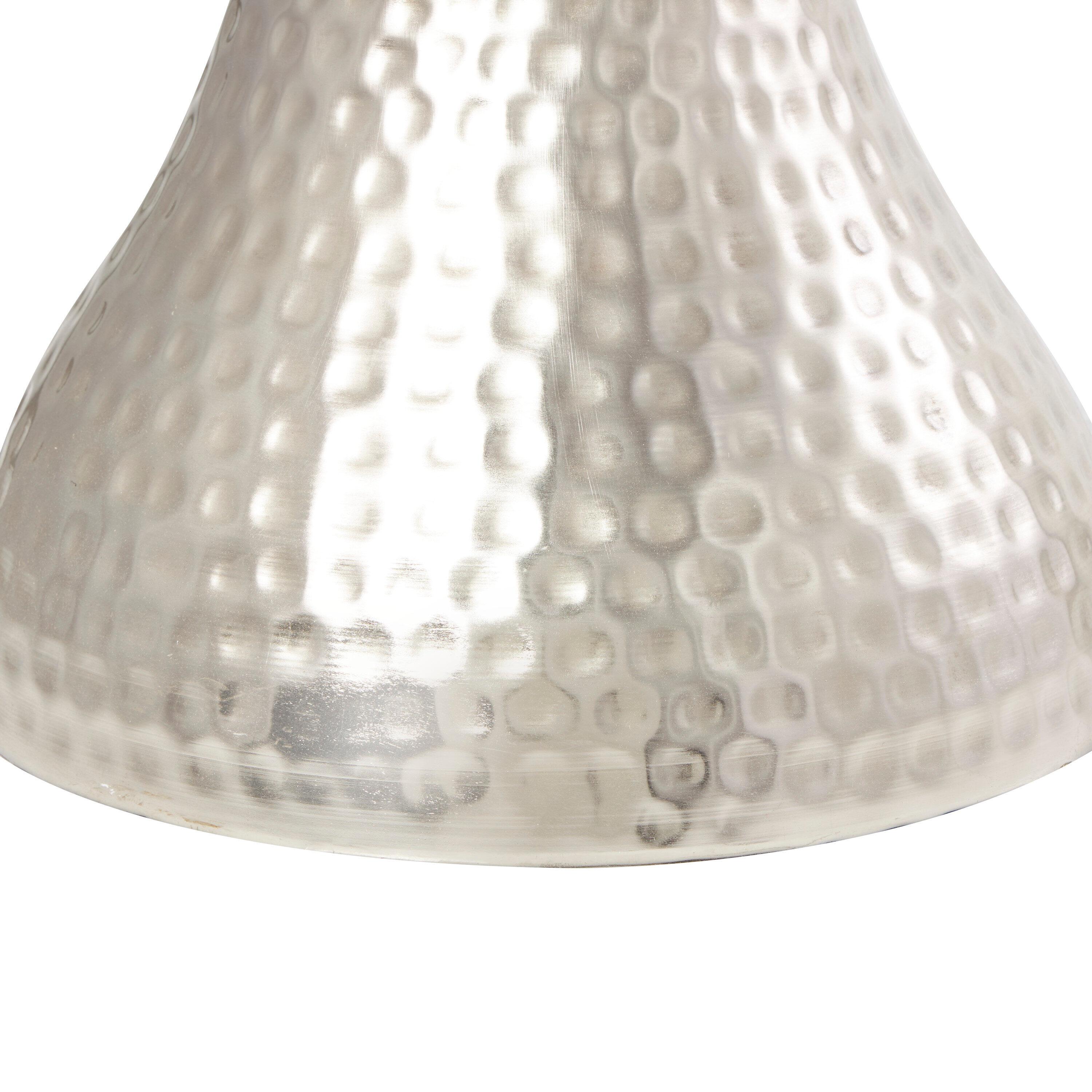 Modern Hourglass Hammered Metal Accent Table Silver - Olivia & May: Industrial Style, Iron Frame, No Assembly Required