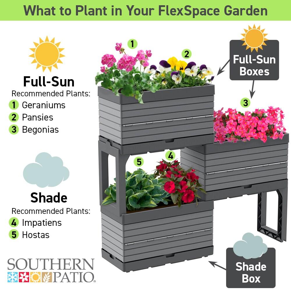 Southern Patio FlexSpace Tiered Modular Grey Raised Garden Bed Planter - Southern Patio