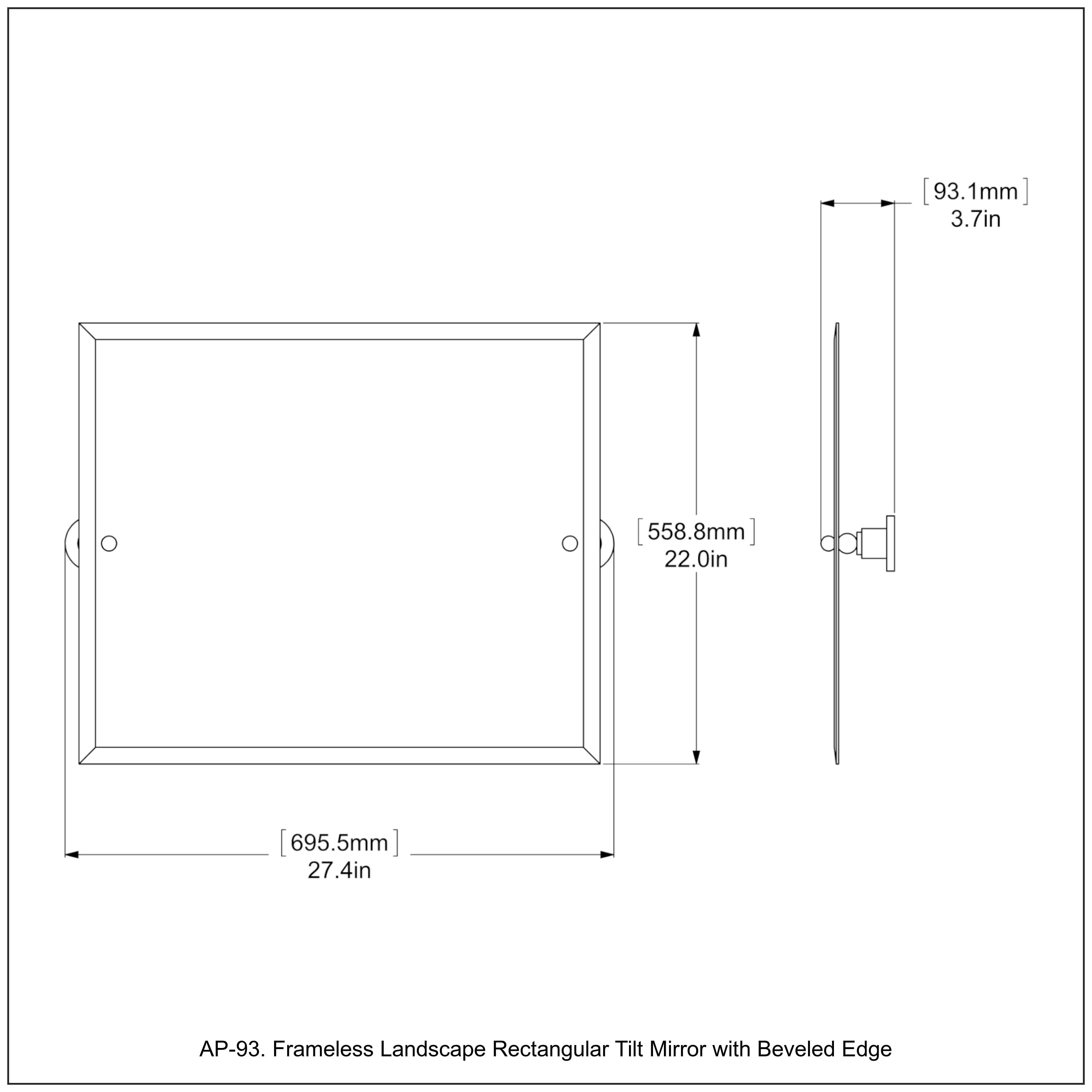 Elegant Antique Bronze Frameless Rectangular Tilt Mirror