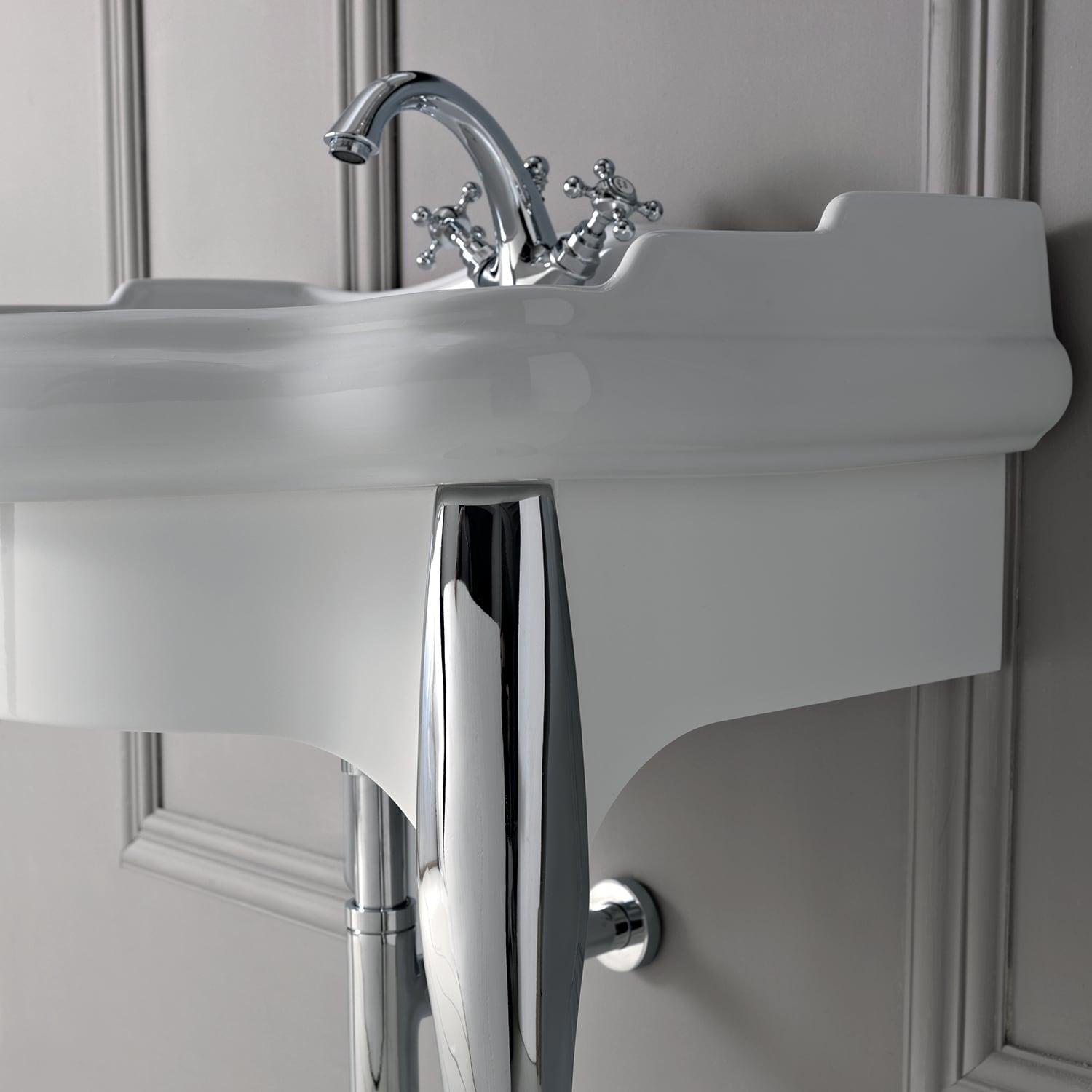 WS Bath Collections 18.3'' White Ceramic U-Shaped Bathroom Sink with Overflow