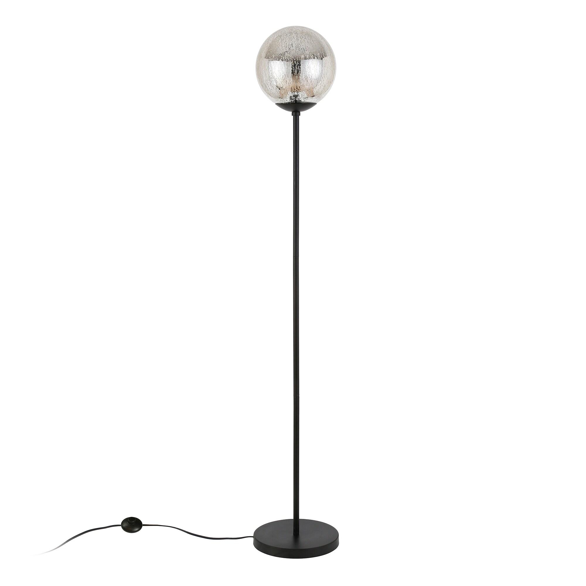 Evelyn&Zoe Oula 66" Tall Floor Lamp with Glass Shade, Blackened Bronze/Mercury Glass