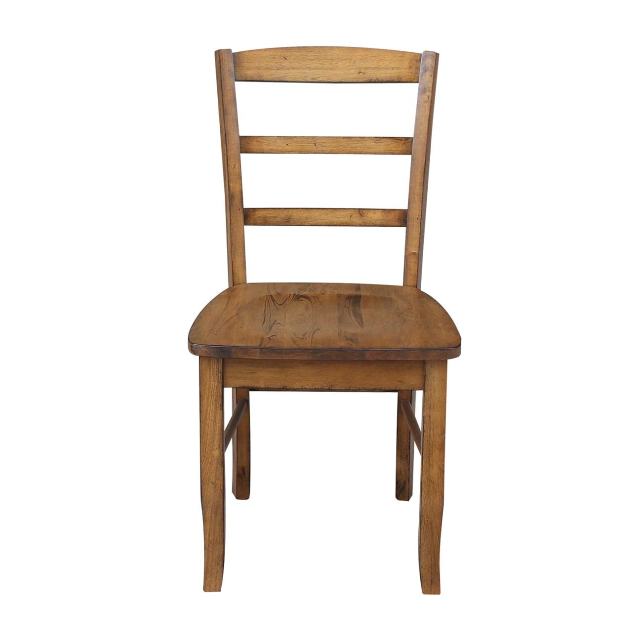 Set of 2 Madrid Ladderback Chairs Pecan - International Concepts: Solid Wood, Armless, Kitchen Seating