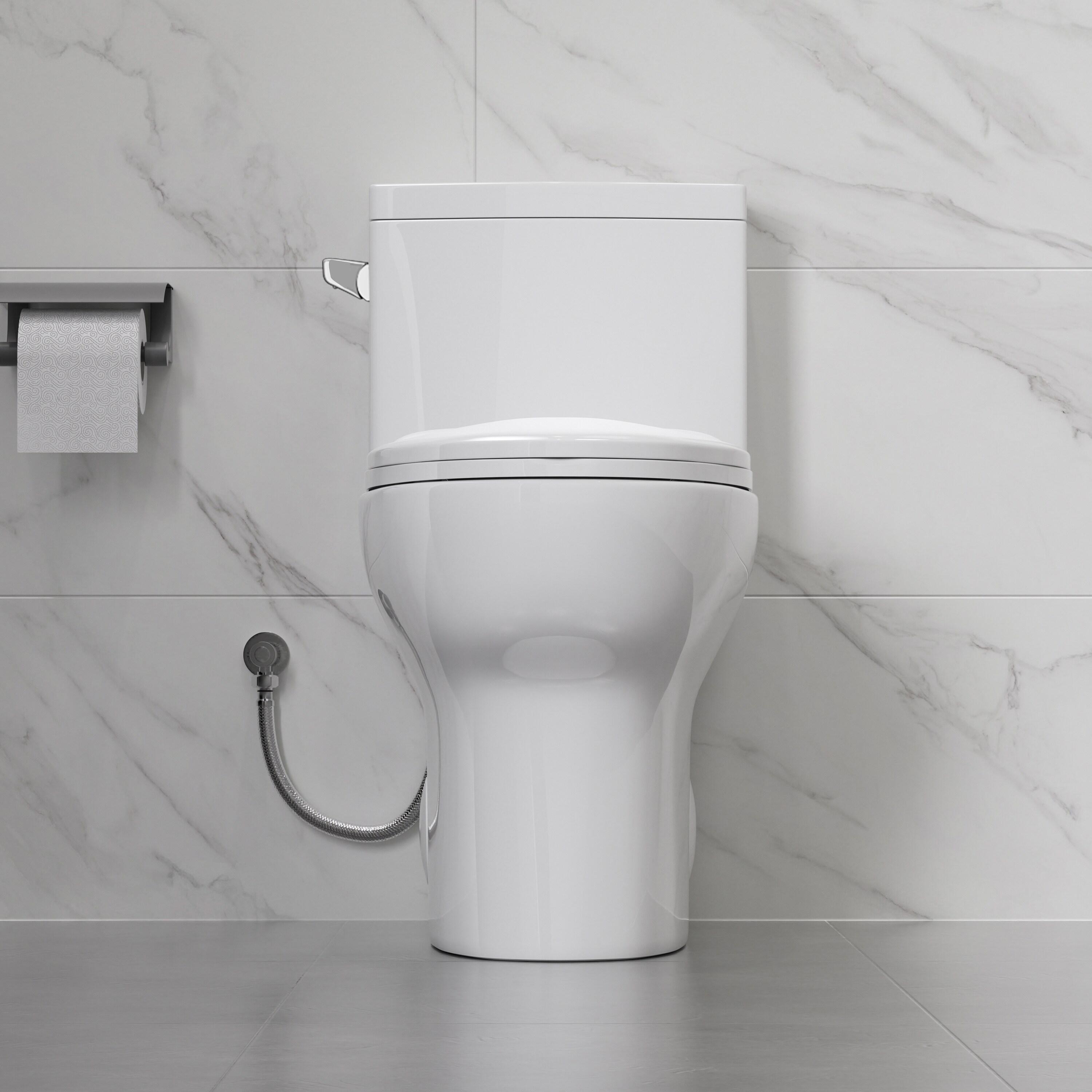 Eridanus One Piece Toilet Elongated With Soft Closing Seat, Comfortable ADA Compliant 17" Chair Height Seat, Powerful & Quiet Left Side Trip Lever Flush (1.28 GPF), 12" Rough-In