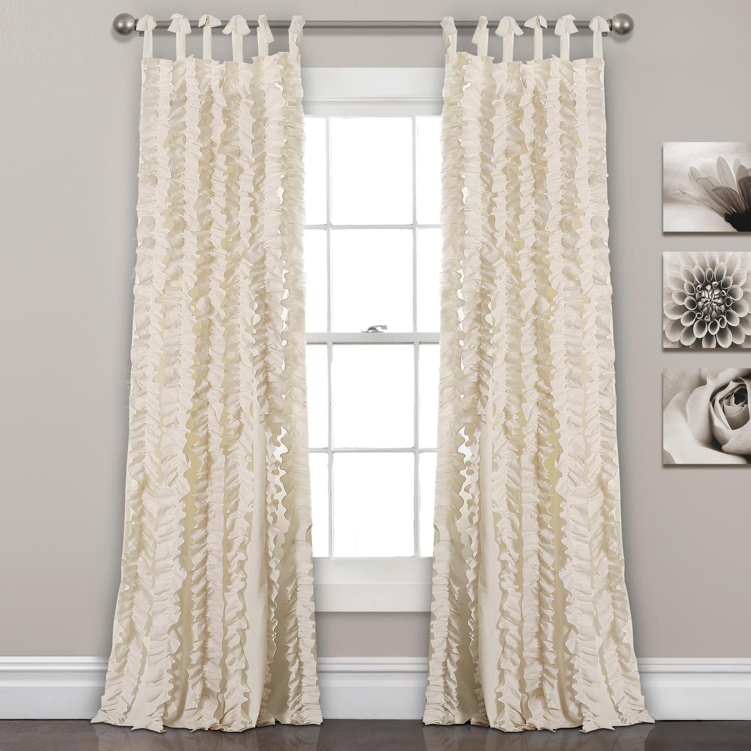 Lush Decor Sophia Ruffle Polyester Semi Sheer Curtain Pair (Set of 2)