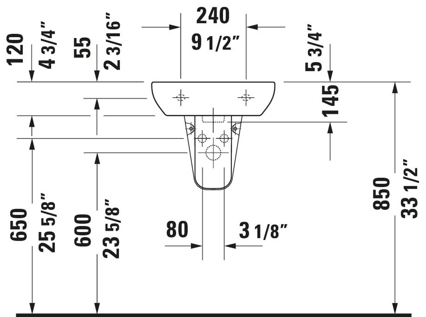 D-Code Ceramic 18" Bathroom Sink with Overflow