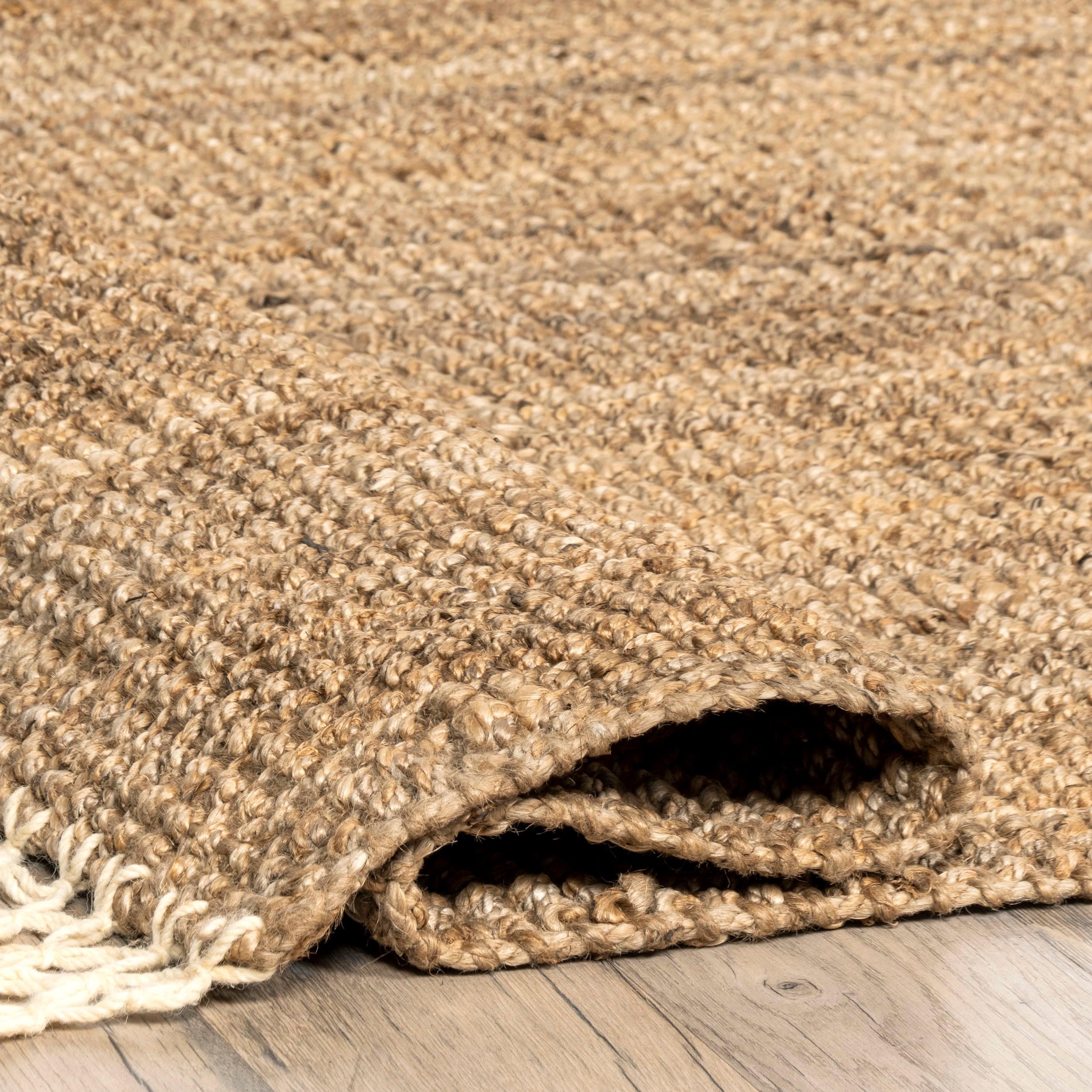 Nuloom Raleigh Solid 12x15 Wool Jute Indoor Area Rug for Dining Room Rug Neutral Rug Living Room Rug Kitchen, Natural