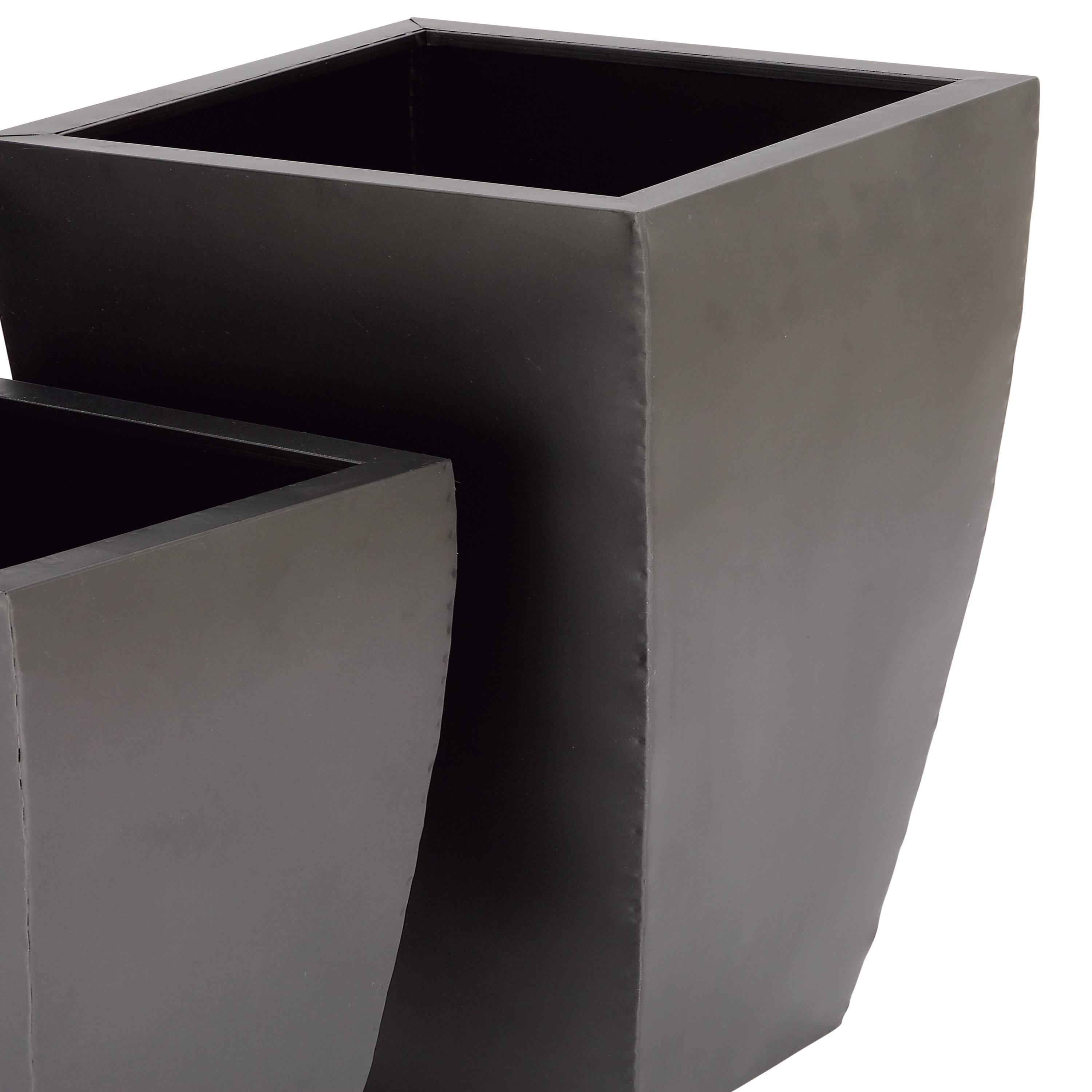 Set of 3 Modern Rectangular Metal Planters Black - Olivia & May: Iron Construction, Indoor/Outdoor Use, No Drainage Holes