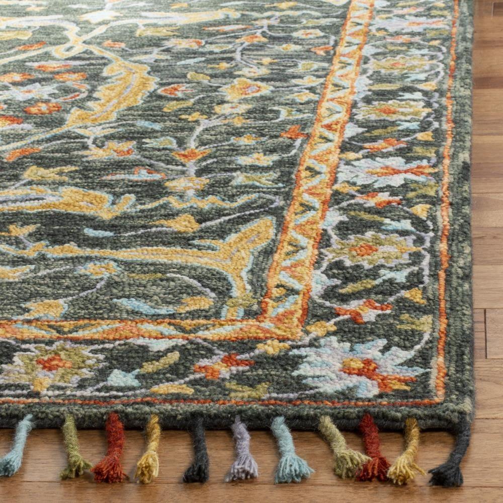 Aspen APN116 Hand Tufted Area Rug - Olive/Rust - 8' X 10' - Safavieh.