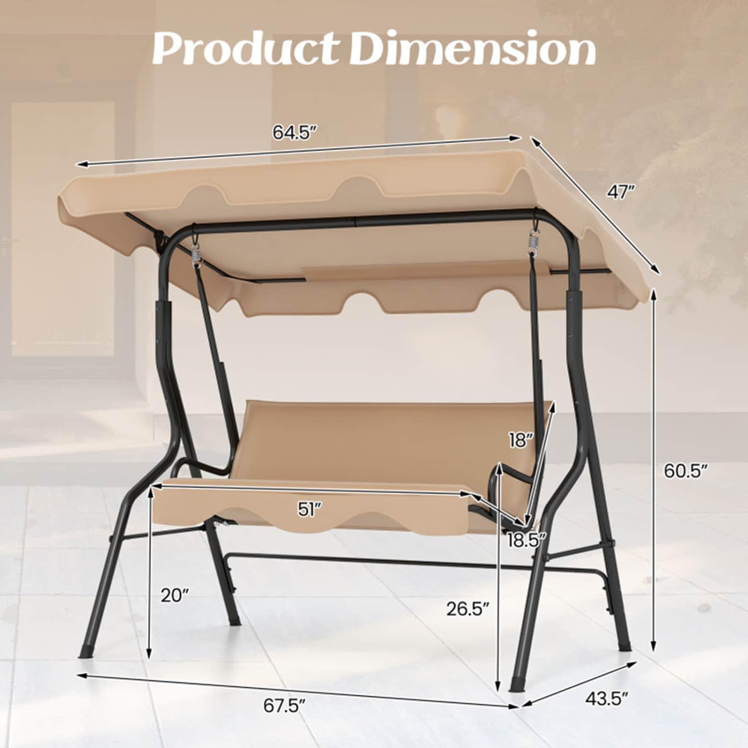 Arlmont & Co. Arlmont & Co. Patio 3 Seats Canopy Swing Glider Hammock Steel Frame Cushioned Backyard