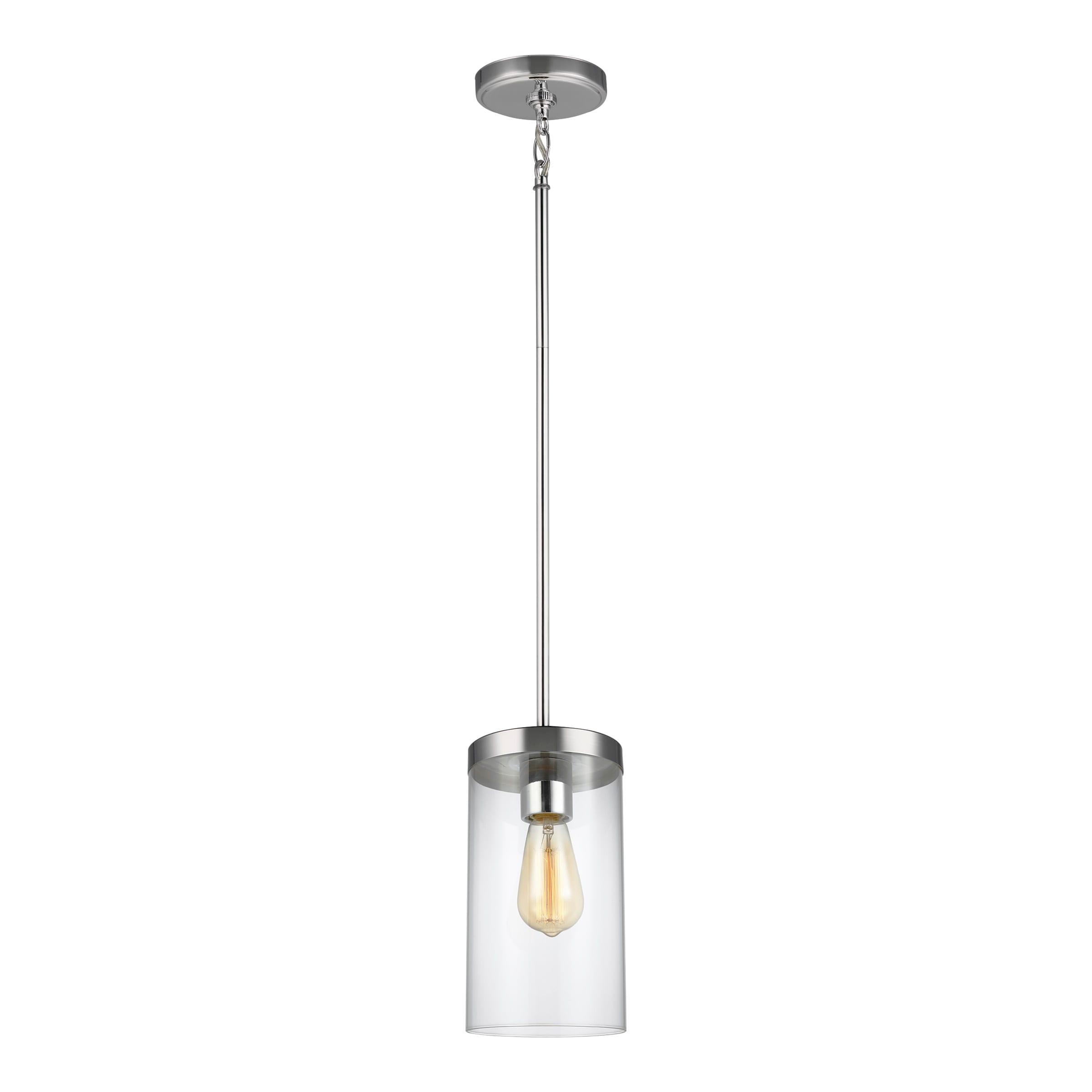 Zire Minimalist Chrome 10'' Glass Pendant Light with LED