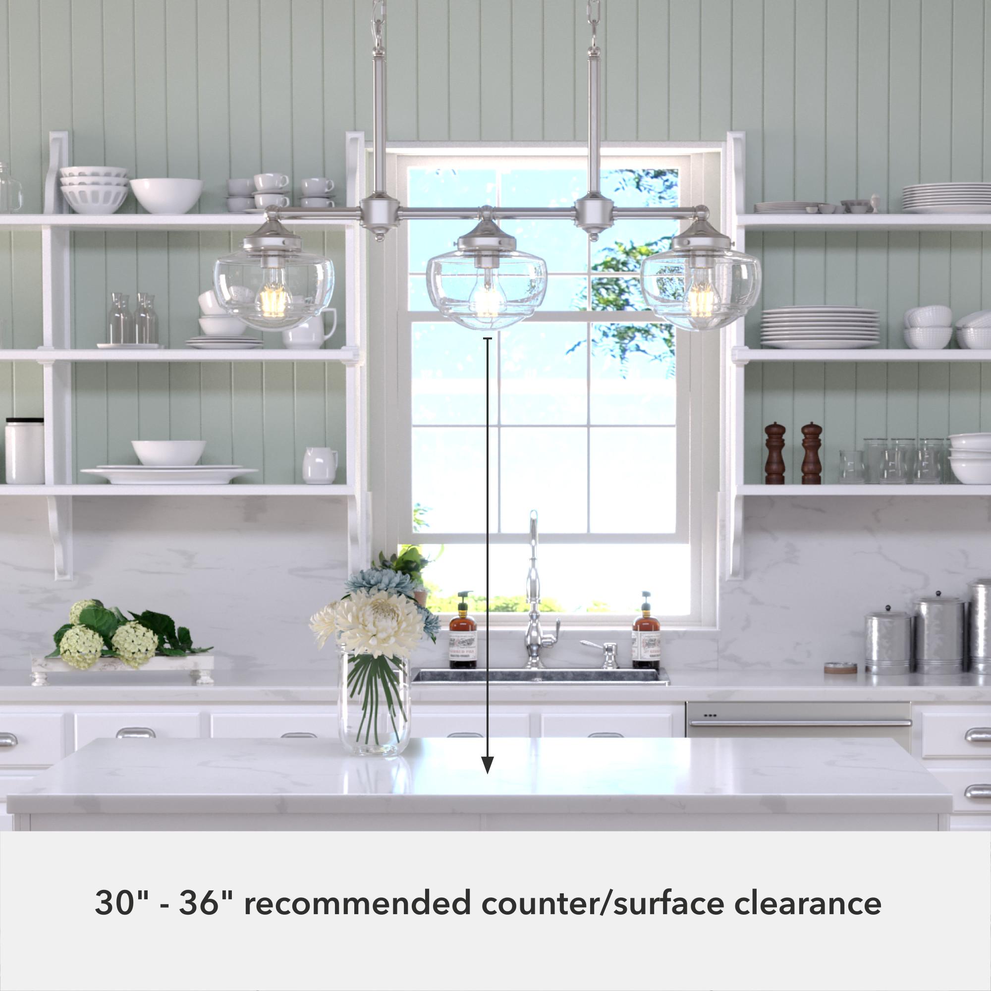 Saddle Creek 3 - Light Kitchen Island Linear Schoolhouse Chandelier