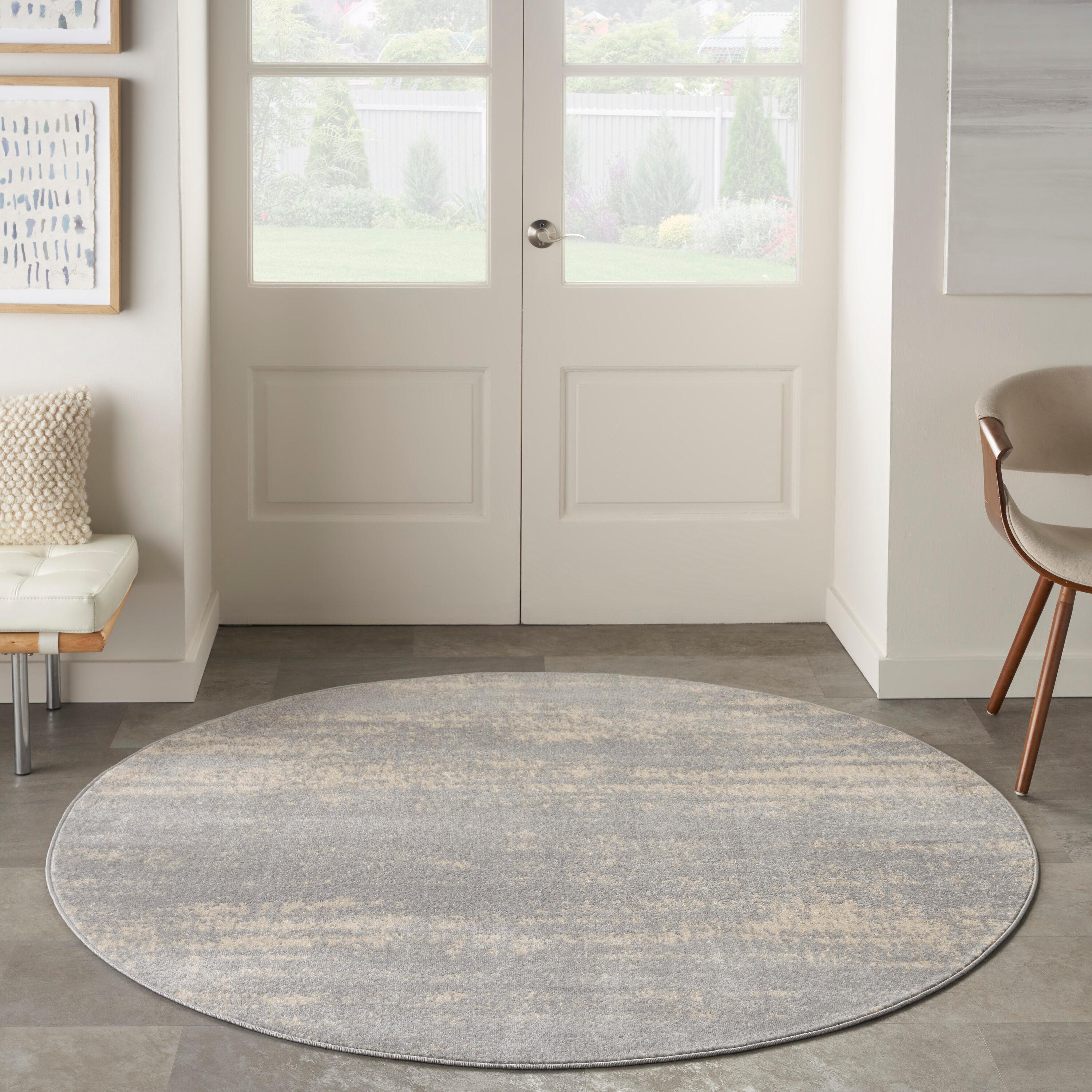 Nourison Essentials 8' x round Grey/Beige Modern Indoor/Outdoor Rug