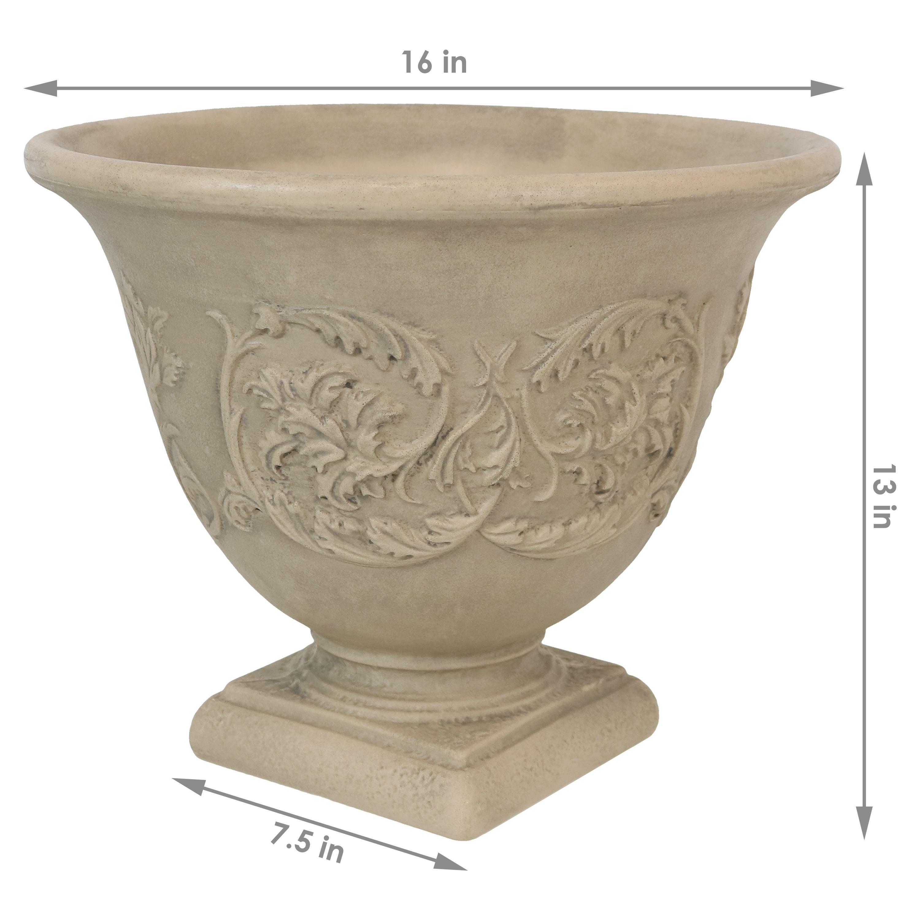 Sunnydaze Weather-Resistant Double-Walled Darcy Outdoor Flower Pot Planter - 16" - Beige - 1 Planter